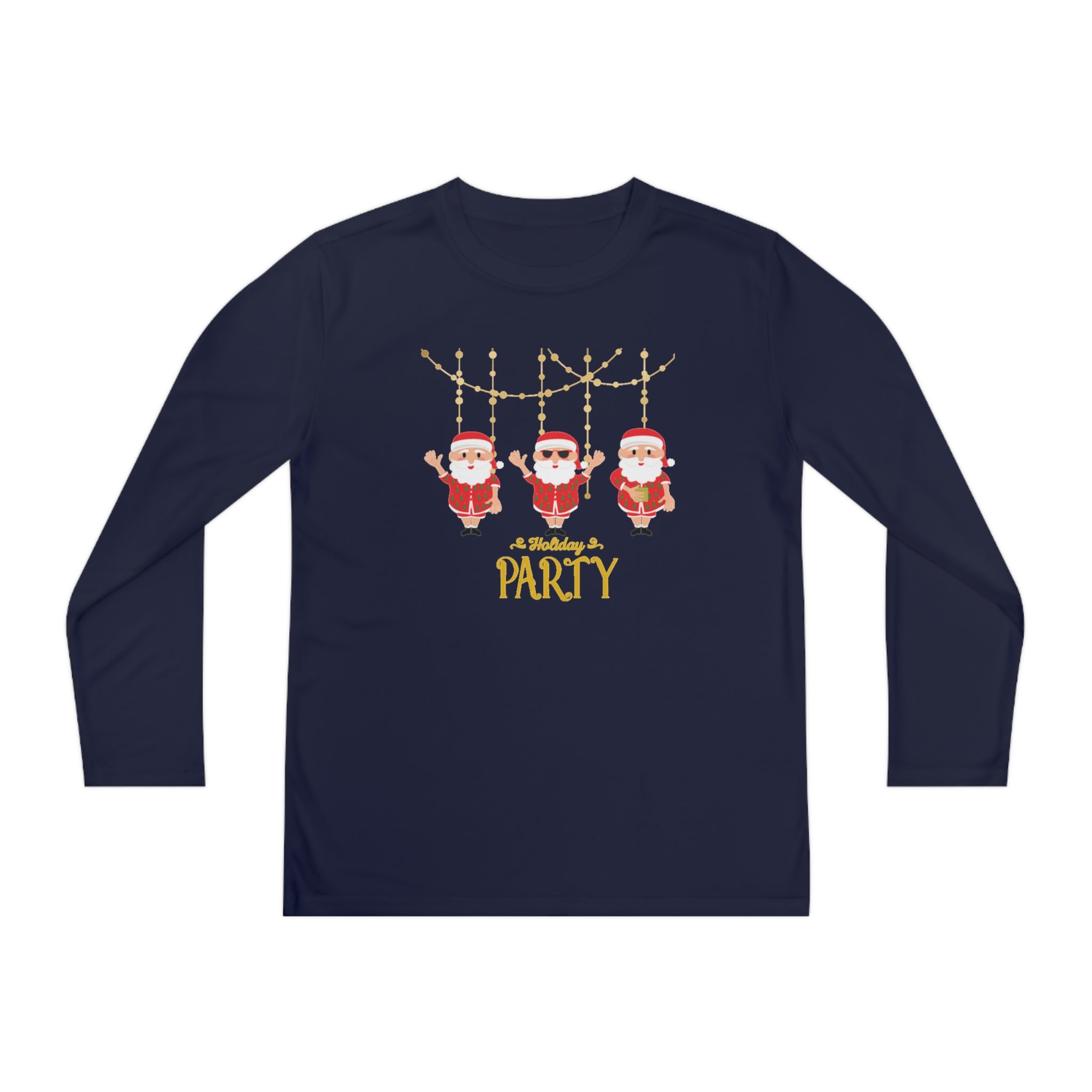 Santa's Holiday Party Youth Long Sleeve Competitor Tee