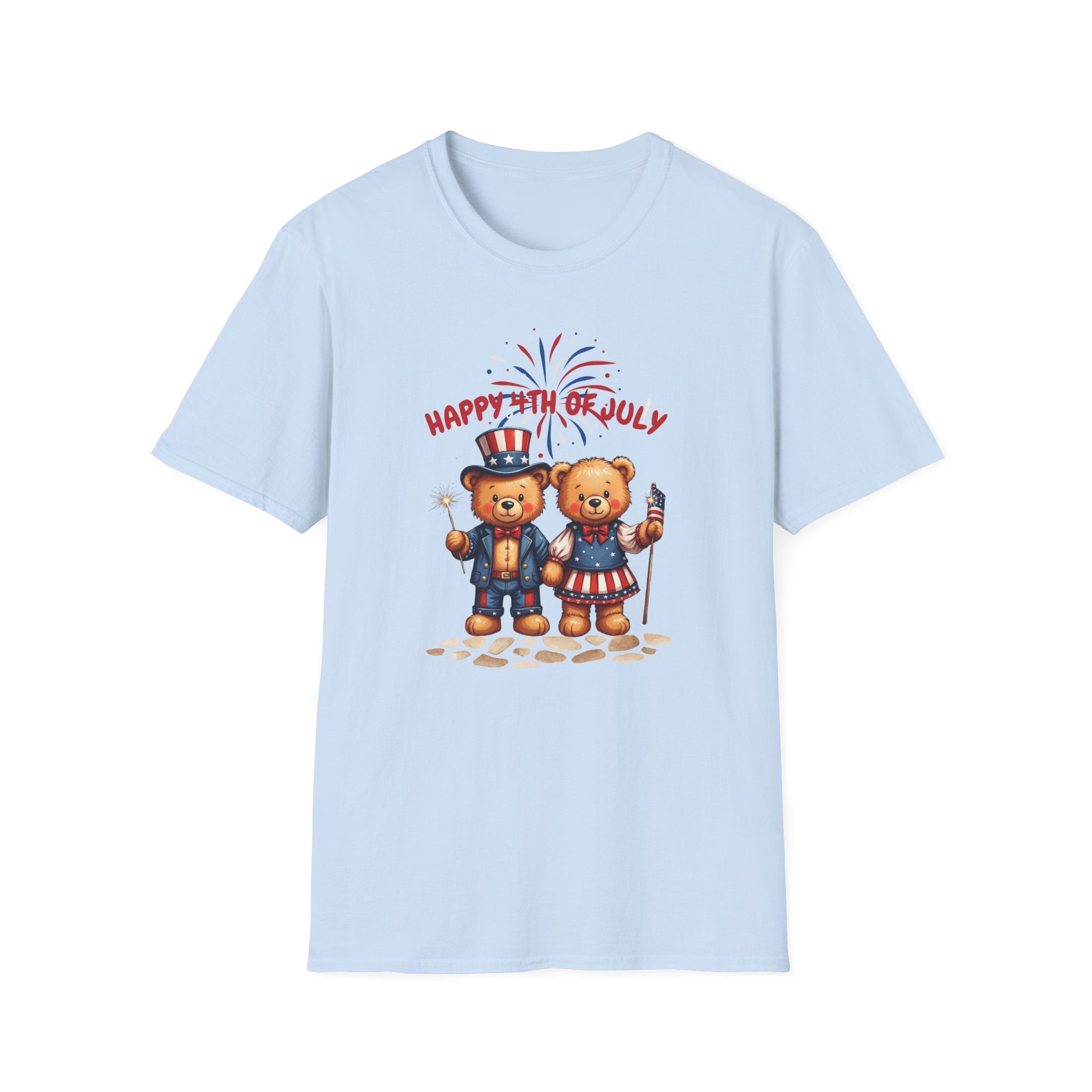 Happy 4th of July Teddy Bear Couple Unisex T-Shirt