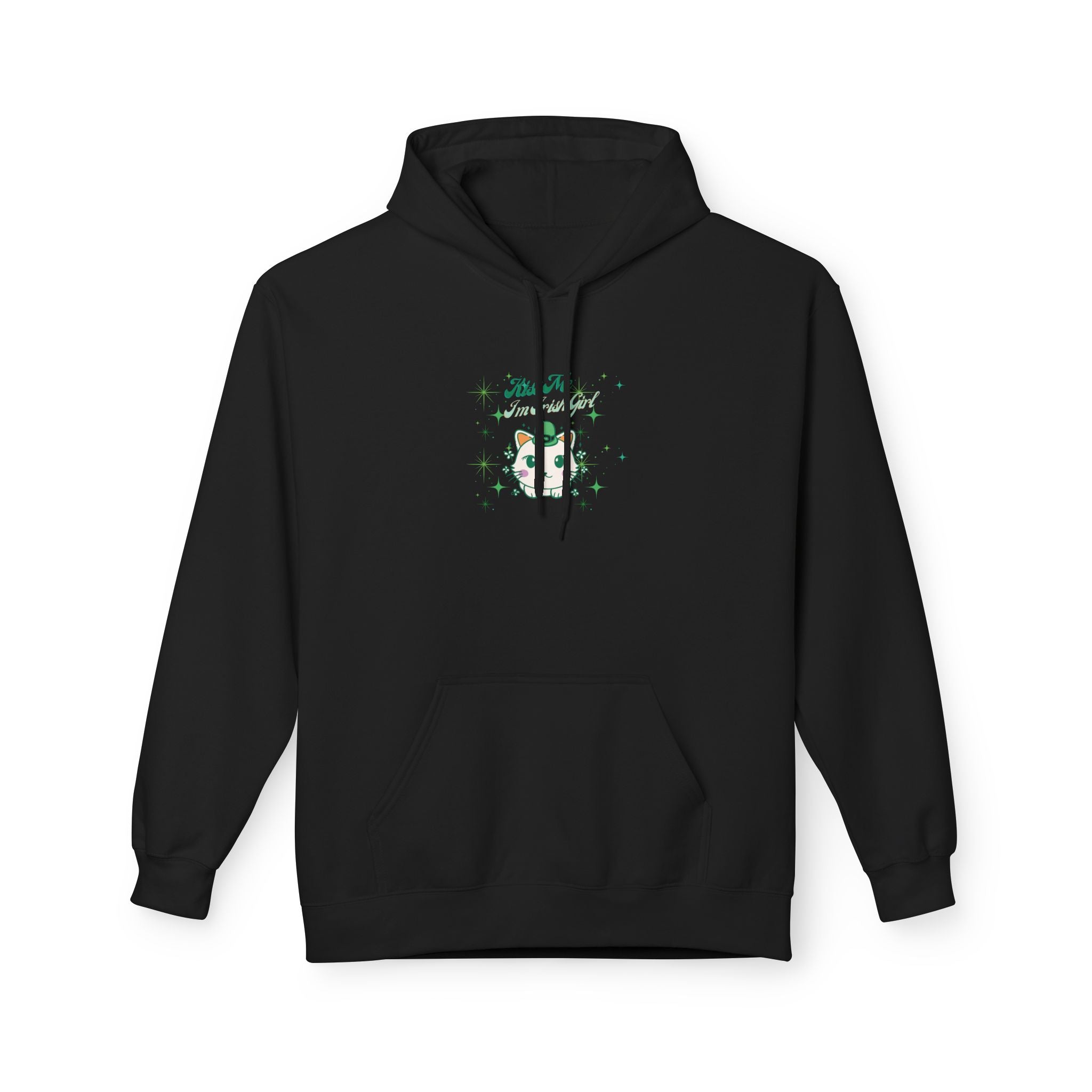 Kiss Me I'm Irish Cat Unisex Fleece Hoodie