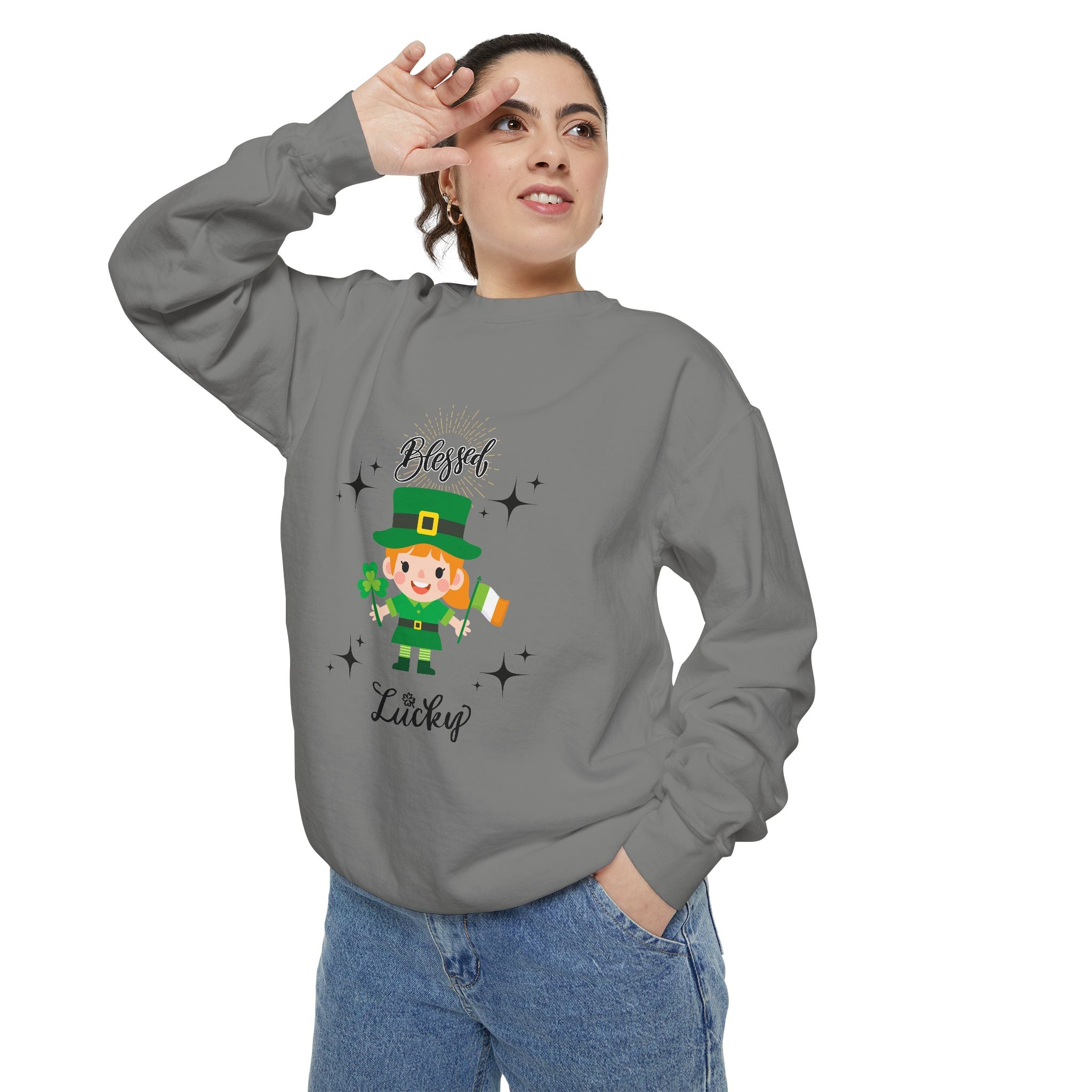 Blessed & Lucky Unisex Garment-Dyed Sweatshirt