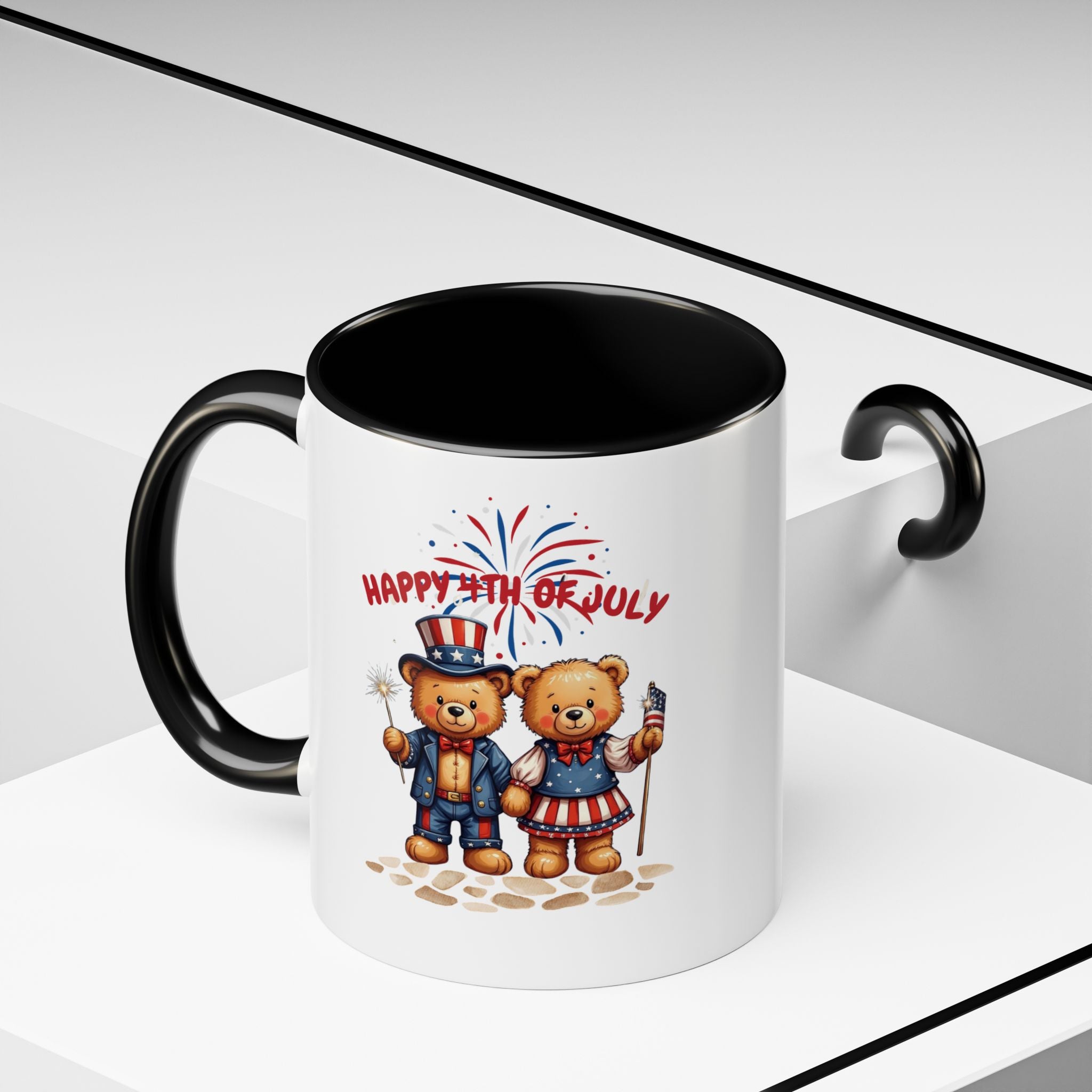 Happy 4th of July Teddy Bear Couple Coffee Mug
