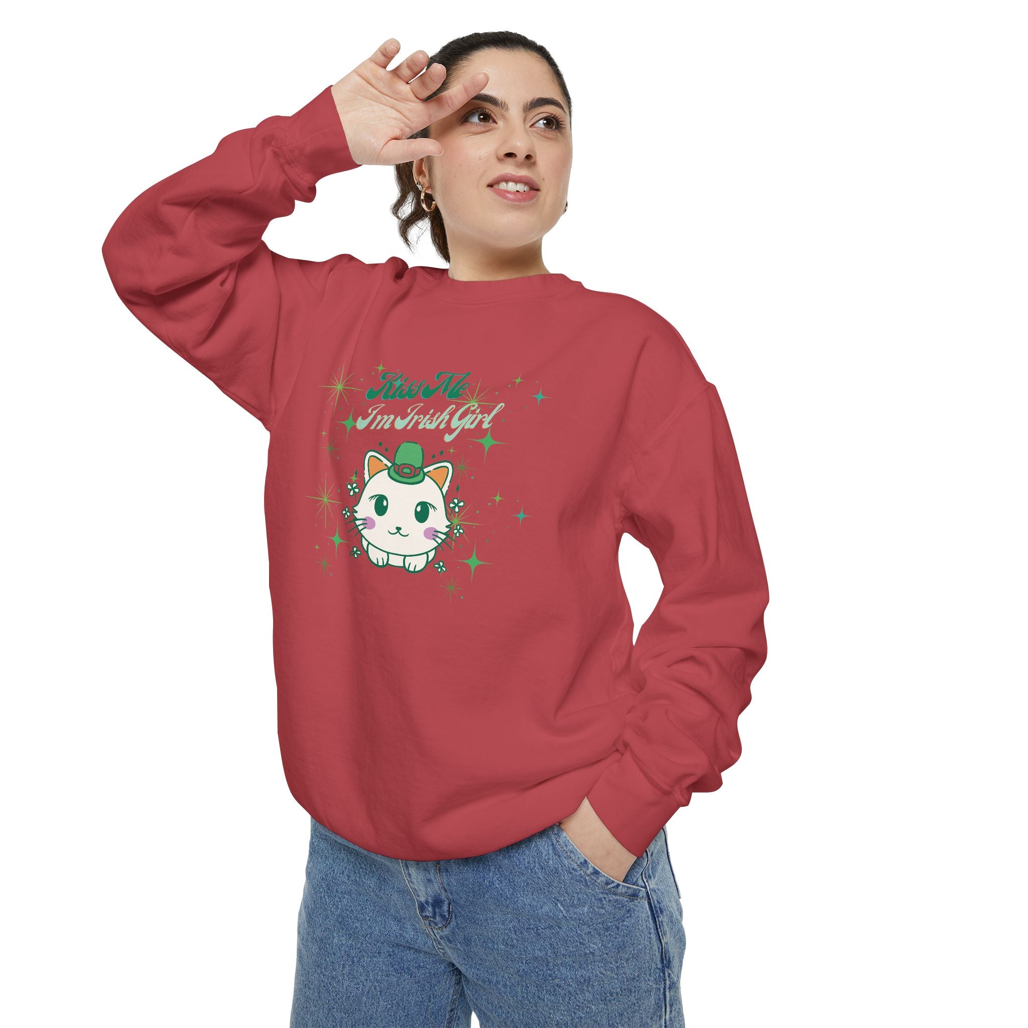 Kiss Me I'm Irish Cat Garment-Dyed Sweatshirt