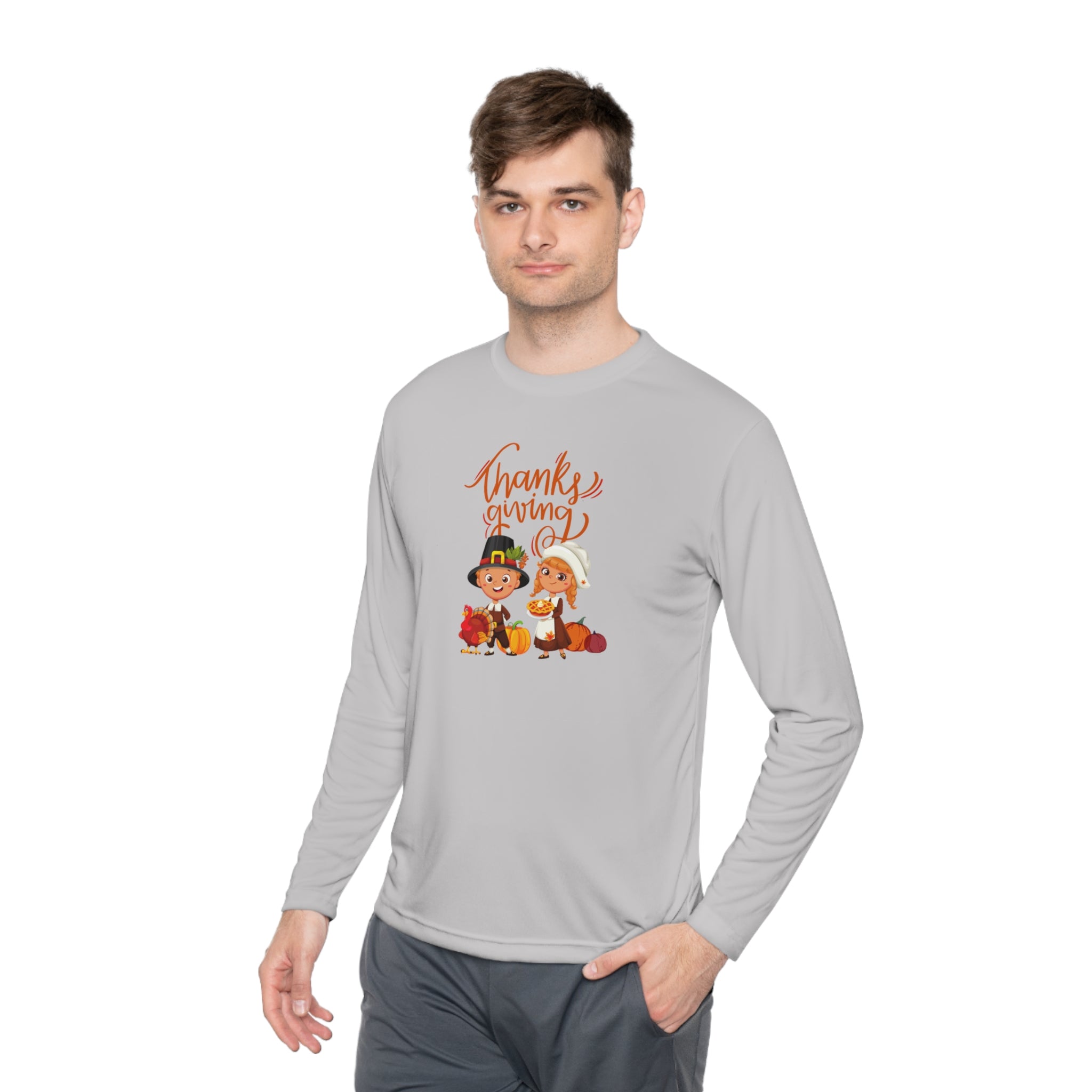 Happy Thanksgiving Unisex Lightweight Long Sleeve Tee