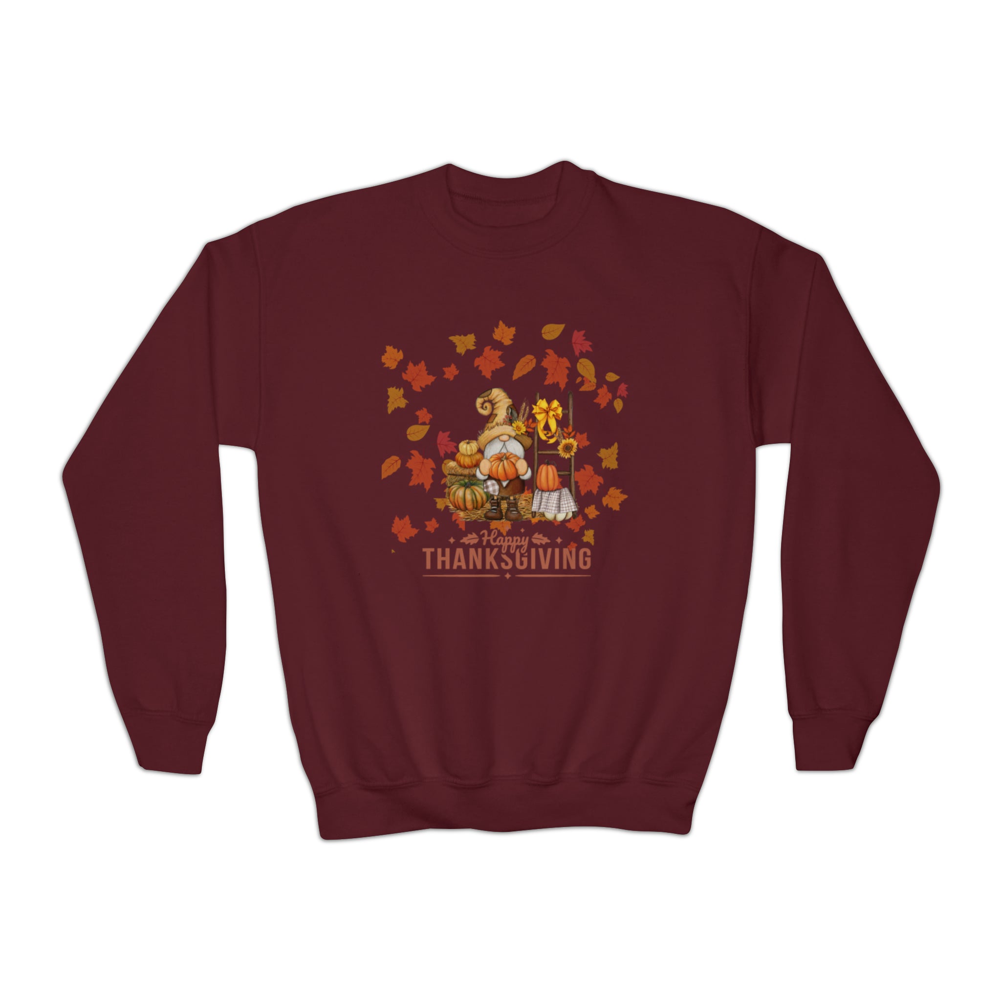Gnome Happy Thanksgiving Youth Crewneck Sweatshirt