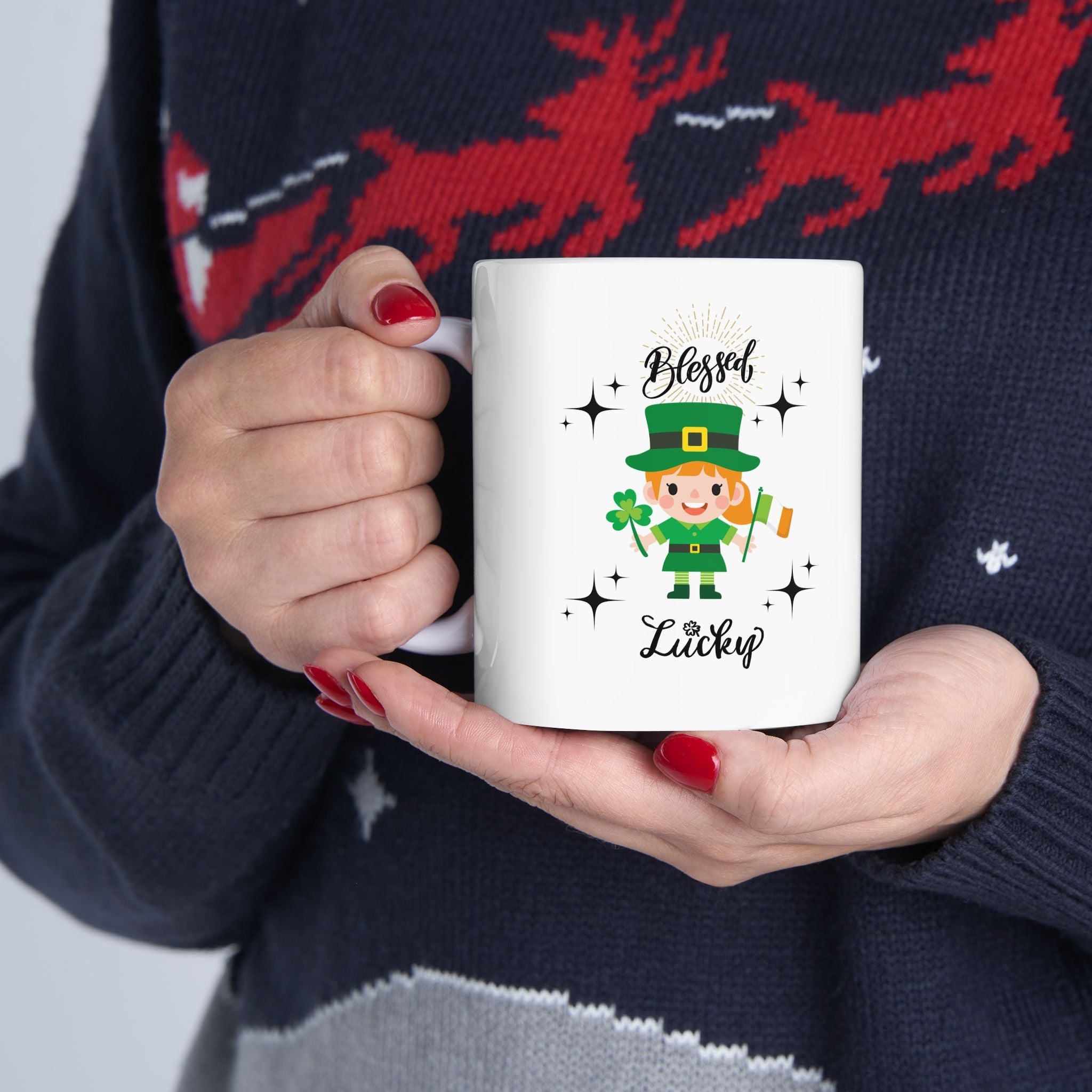 Blessed & Lucky Ceramic Mug | 11oz & 15oz | Perfect for Lucky Celebrations