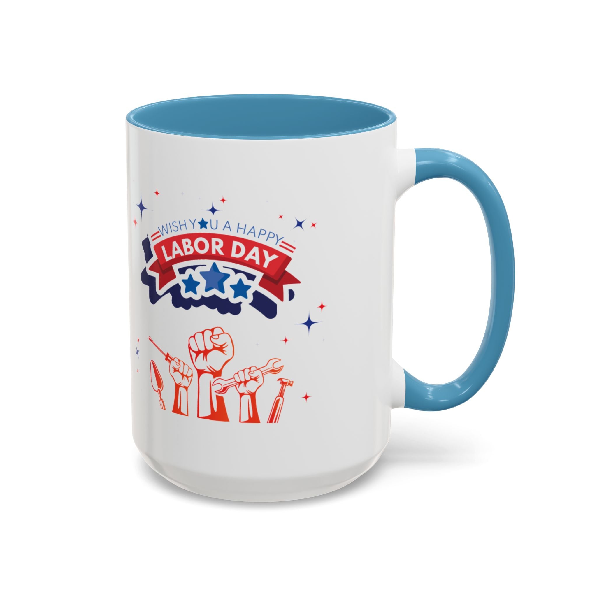 Wish U A Happy Labor Day Accent Coffee Mug (11, 15oz)