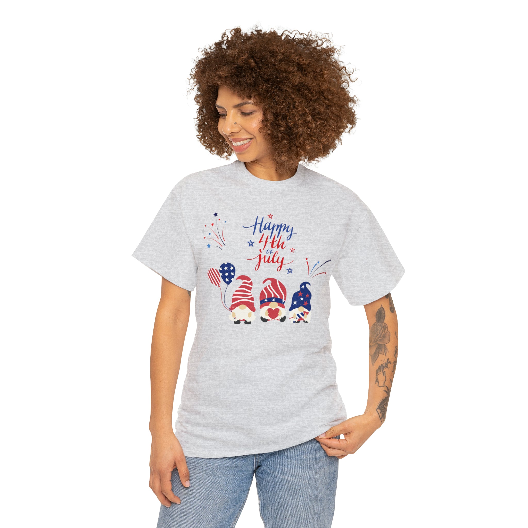 Happy 4th Of July Gnome Unisex Heavy Cotton Tee