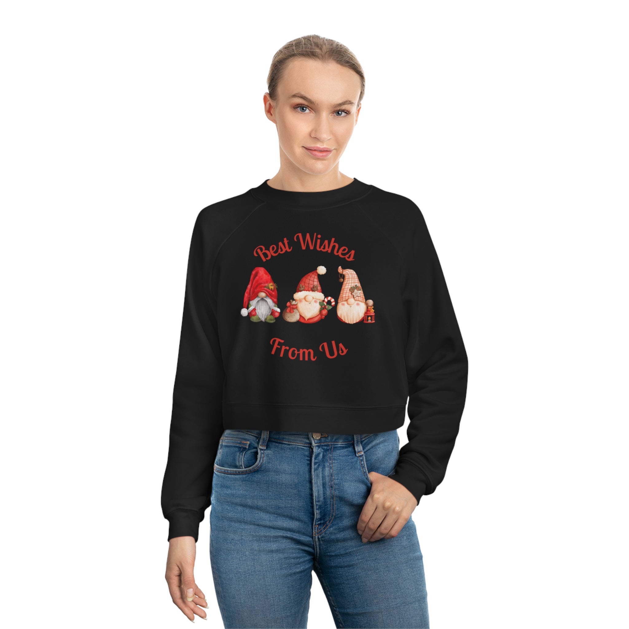 Gnome Best Wishes Women's Cropped Fleece Pullover