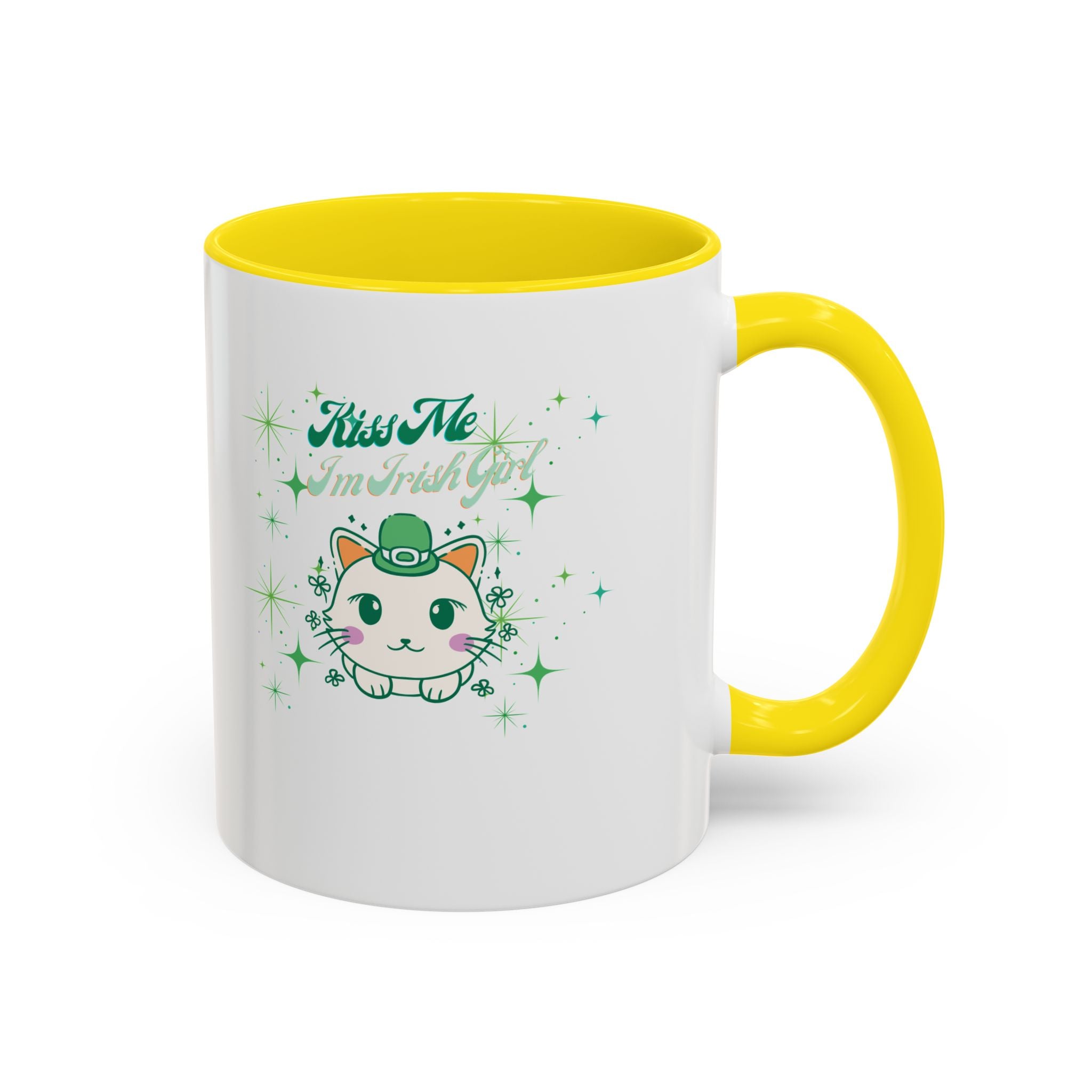 Kiss Me I'm Irish Cat  Accent Mug