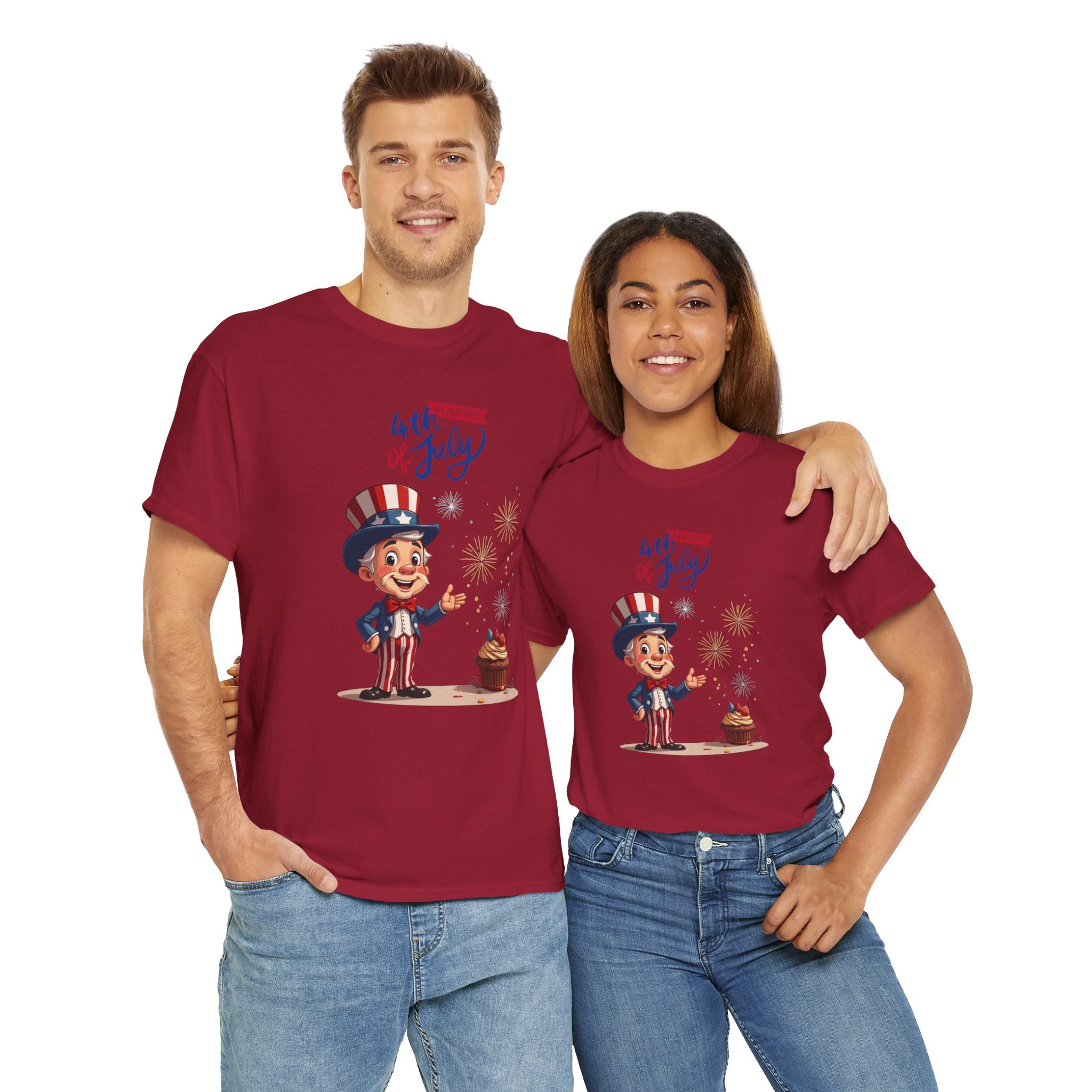 Uncle Sam Tee Happy of July, Unisex Heavy Cotton Shirt