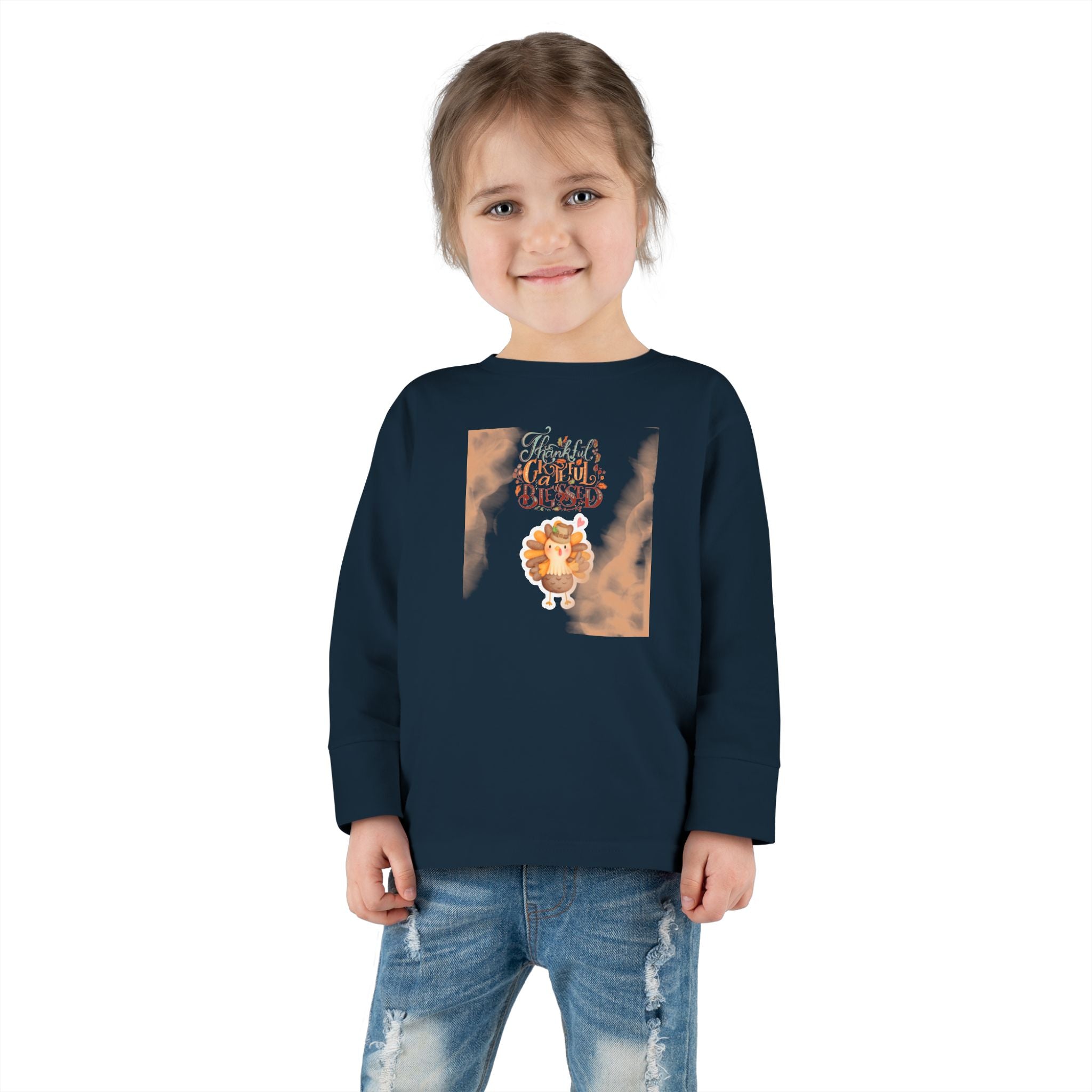 Thankful Grateful Blessed Toddler Long Sleeve Tee