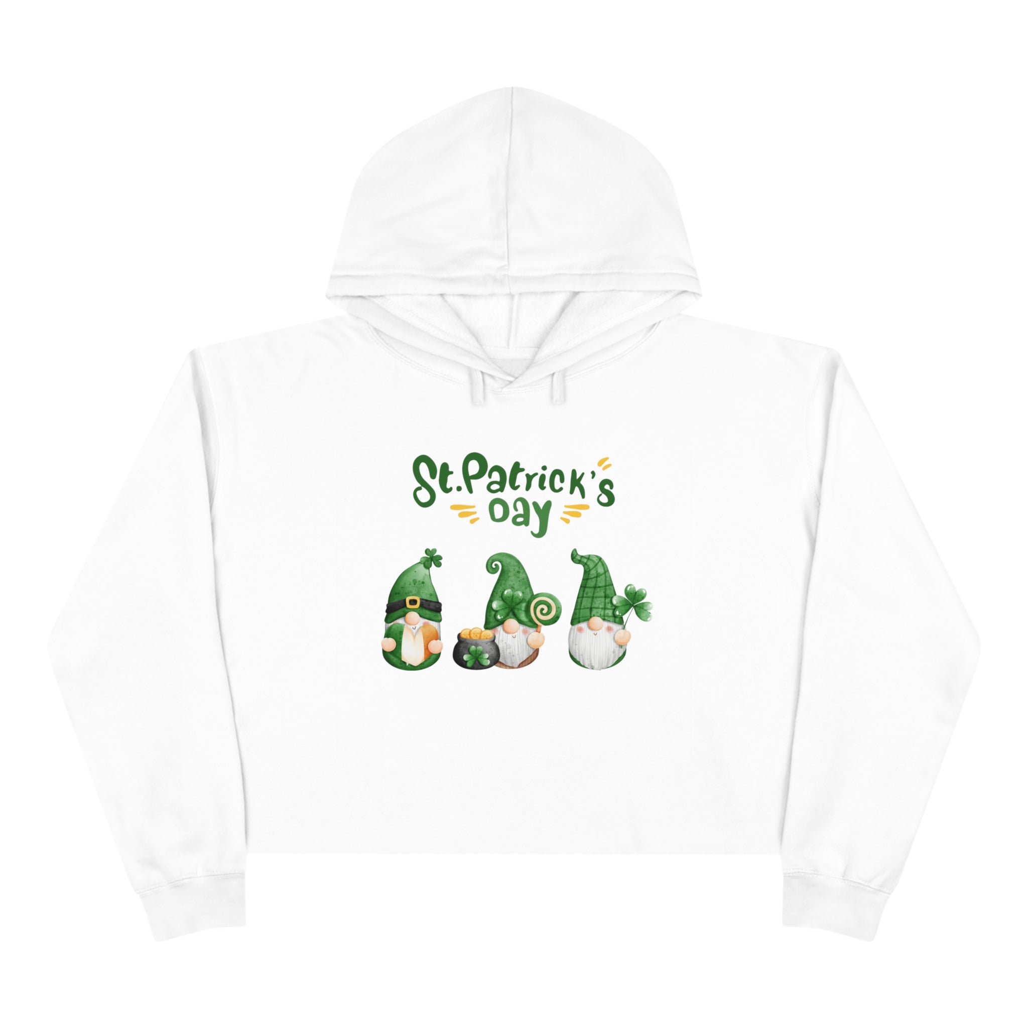 St Patty's Day Gnome Crop Hoodie
