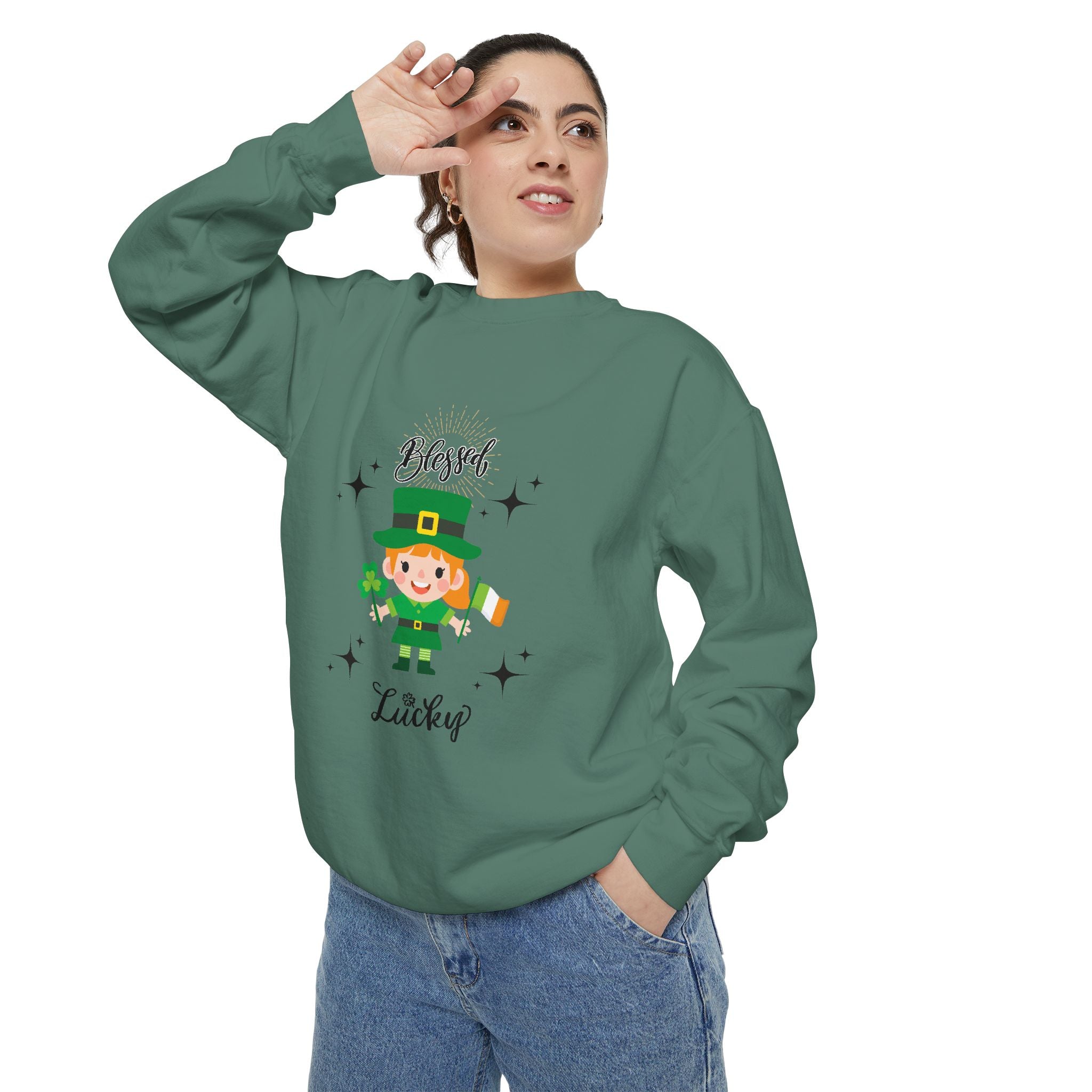 Blessed & Lucky Unisex Garment-Dyed Sweatshirt