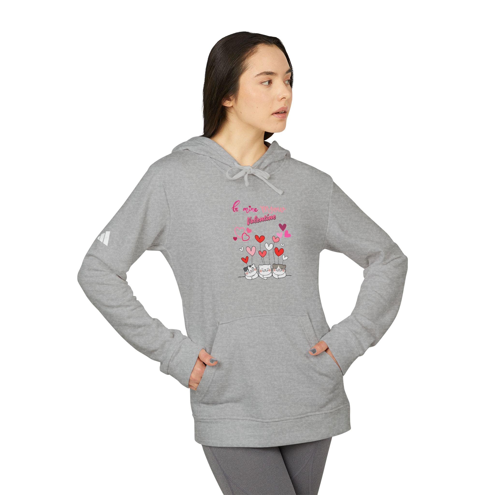 Meow Valentine's Day Adidas Unisex Fleece Hoodie