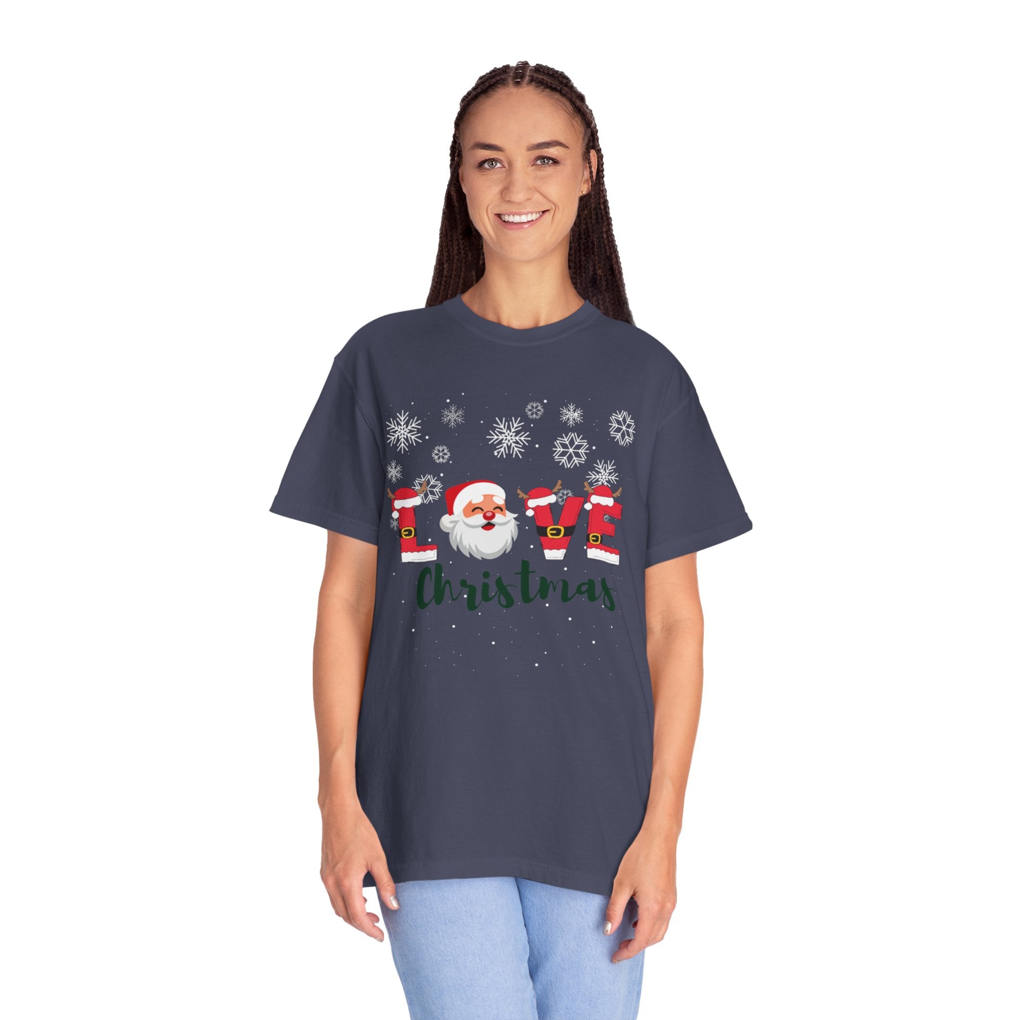 Santa Claus Loves Christmas Unisex Garment-Dyed T-shirt