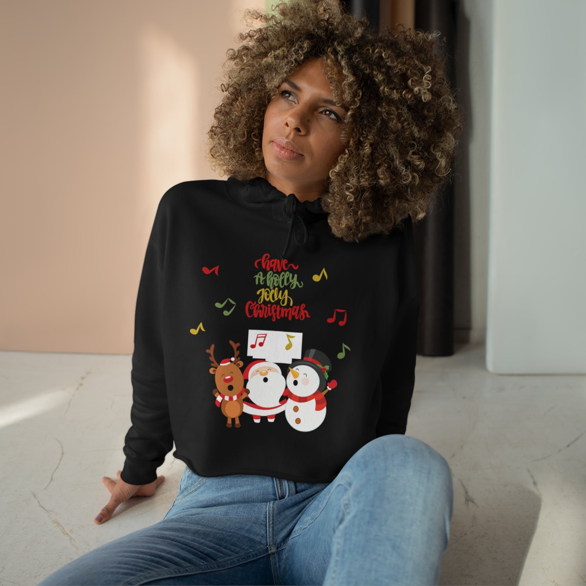 Have A Holly Jolly Christmas Crop Hoodie