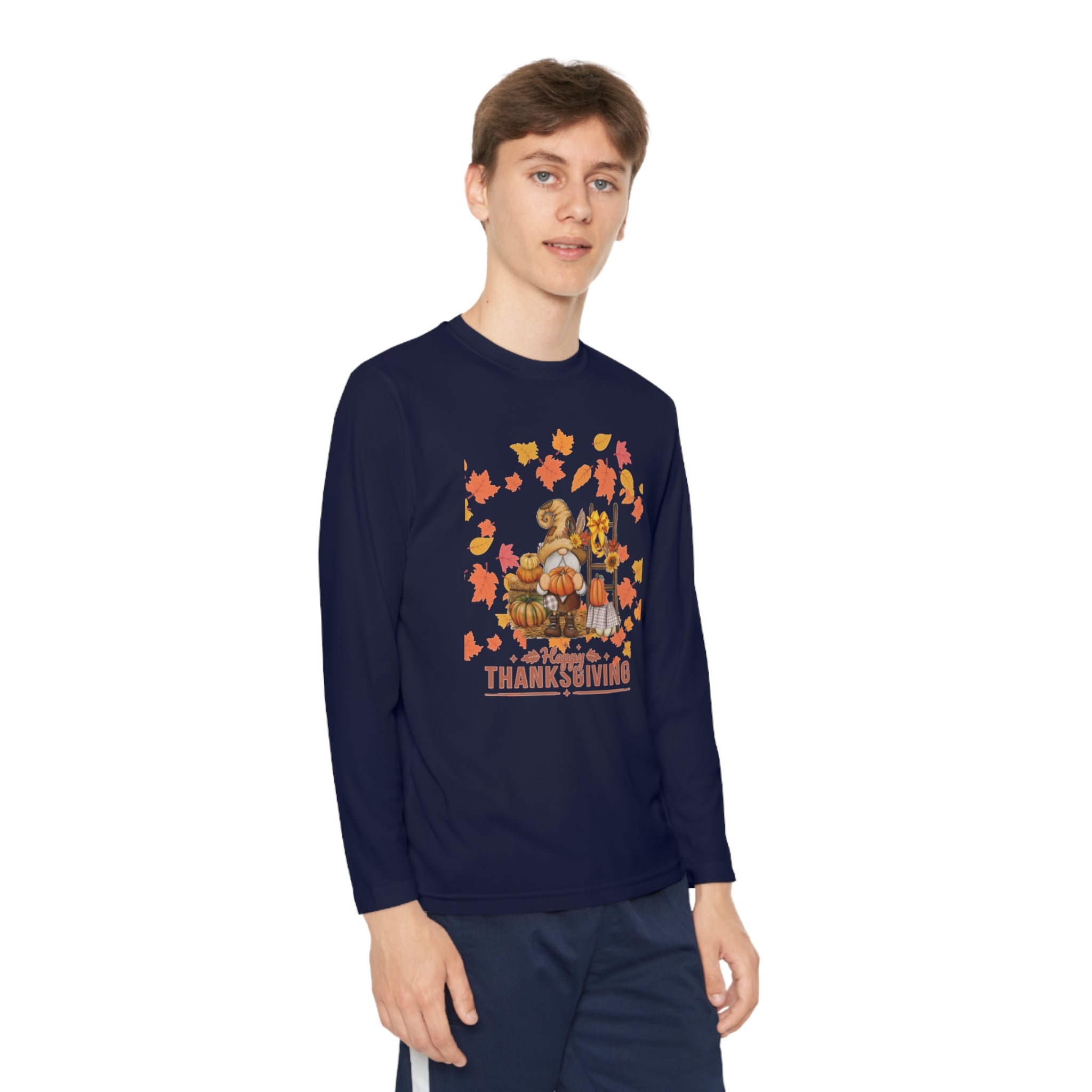 Gnome Happy Thanksgiving Youth Long Sleeve Competitor Tee