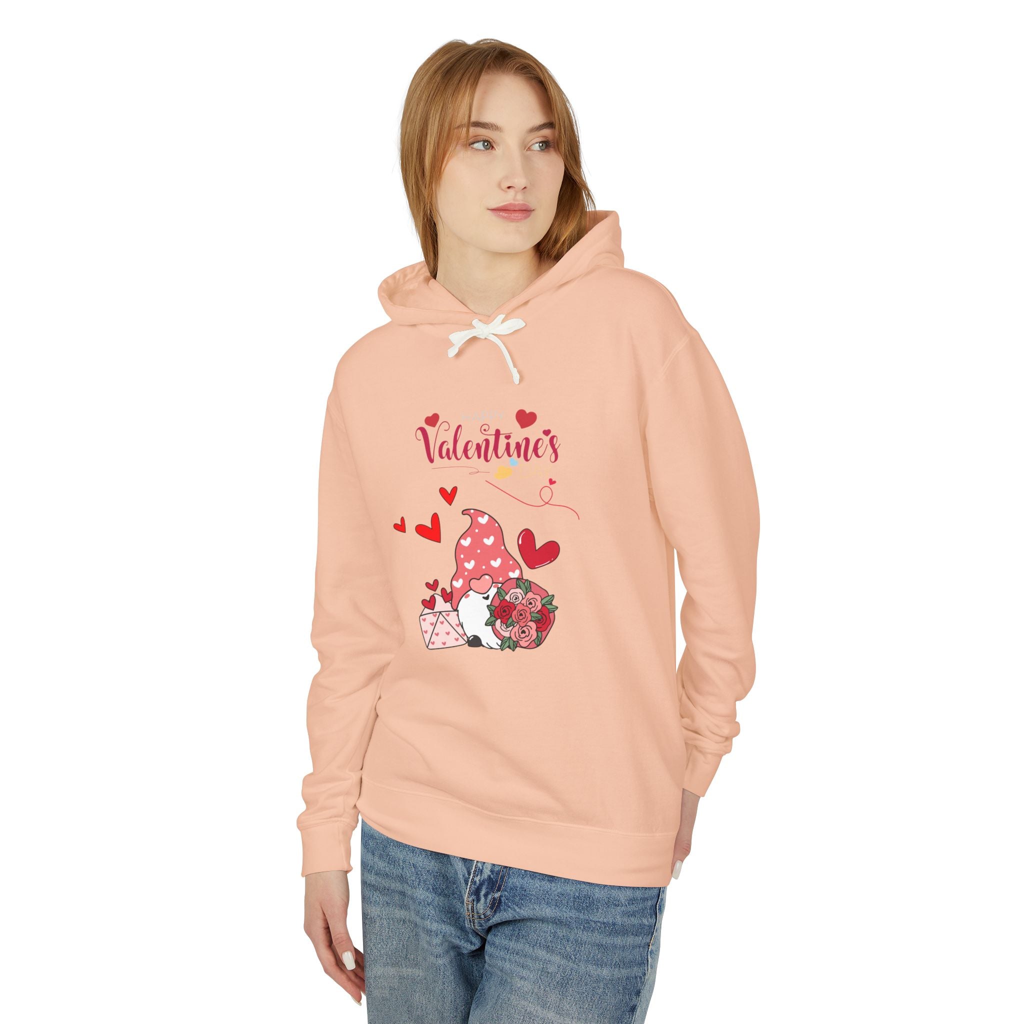 Gnome Valentine's Day Unisex Lightweight Hooded Sweatshirt