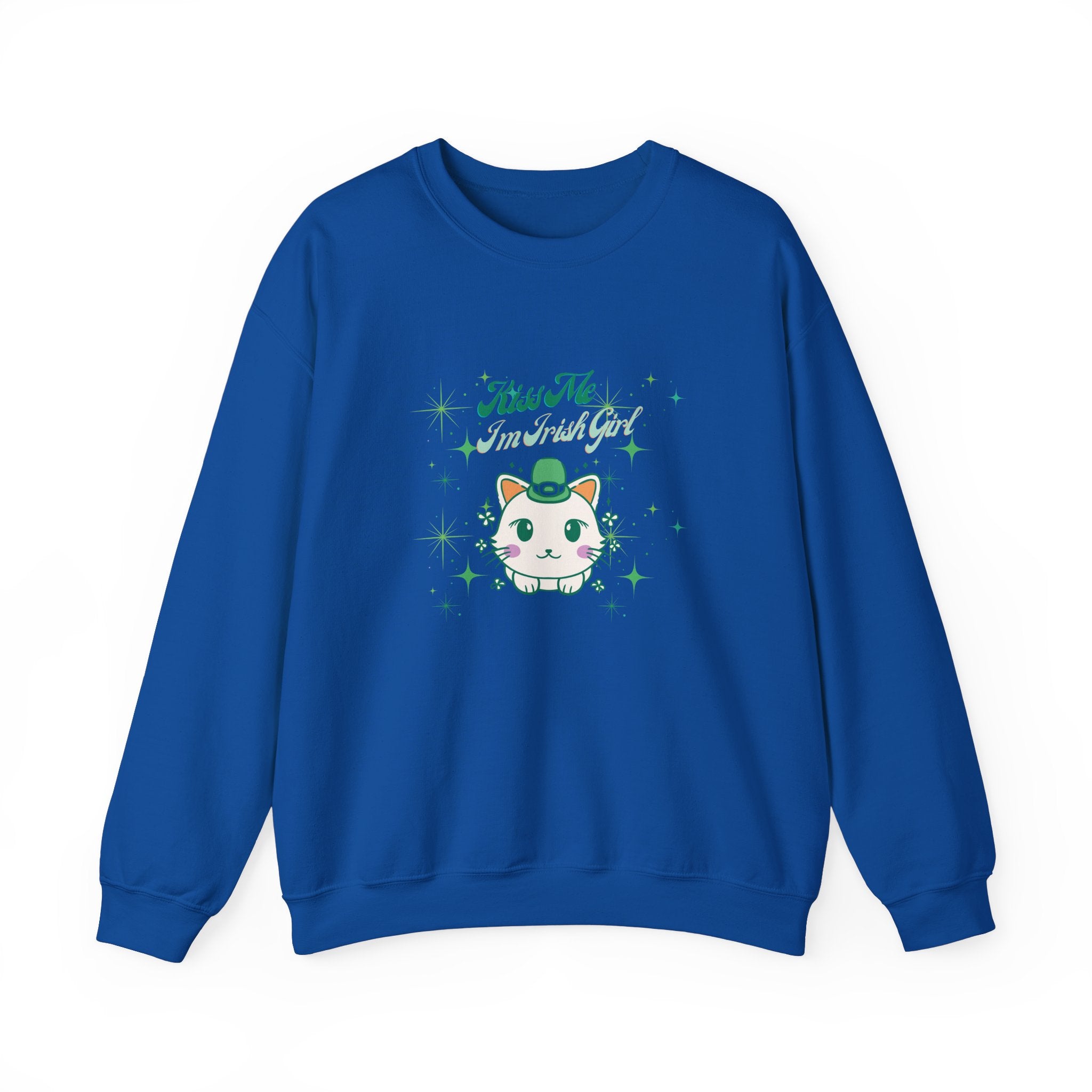 Kiss Me I'm Irish Cat Crewneck Sweatshirt - Unisex Heavy Blend™