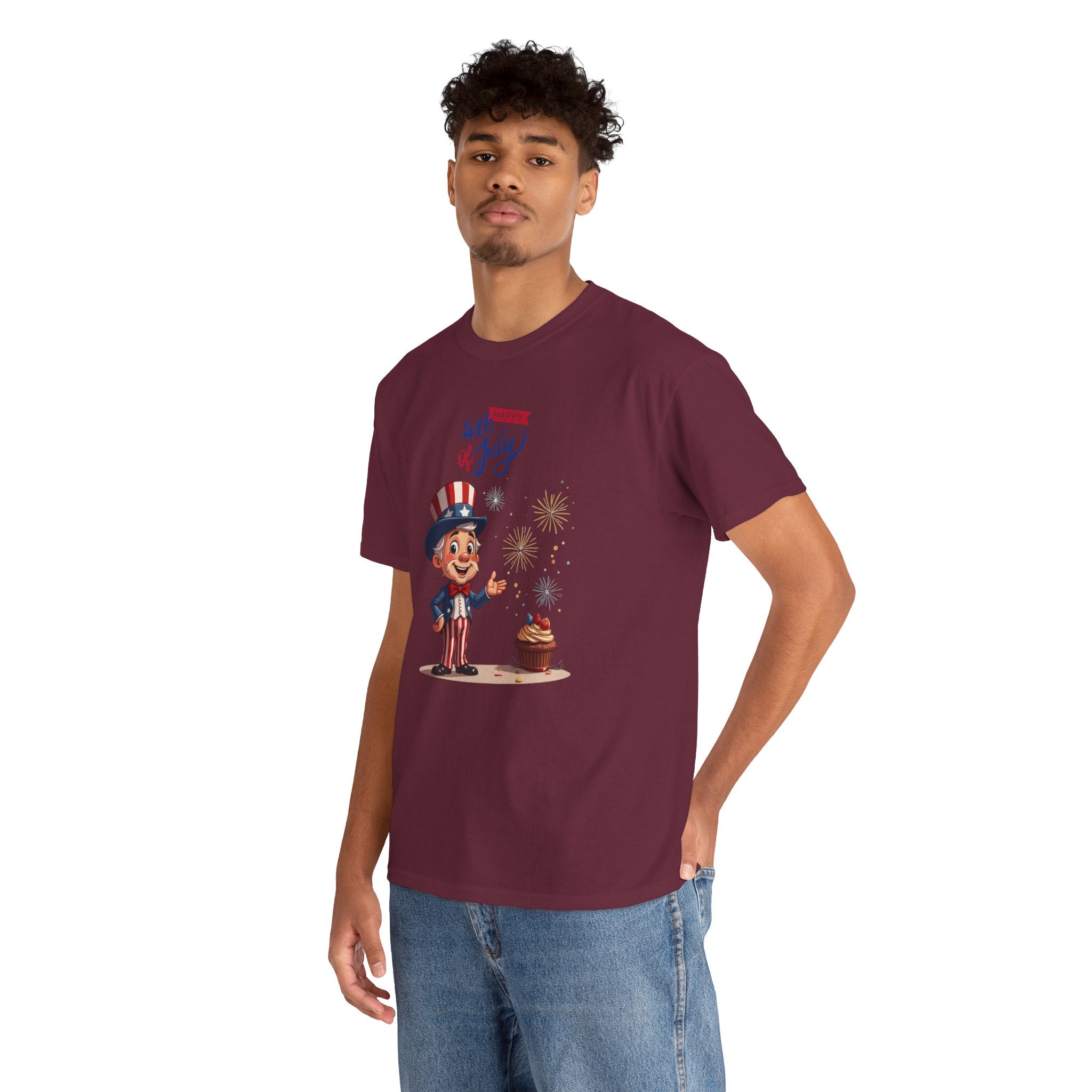 Uncle Sam Tee Happy of July, Unisex Heavy Cotton Shirt