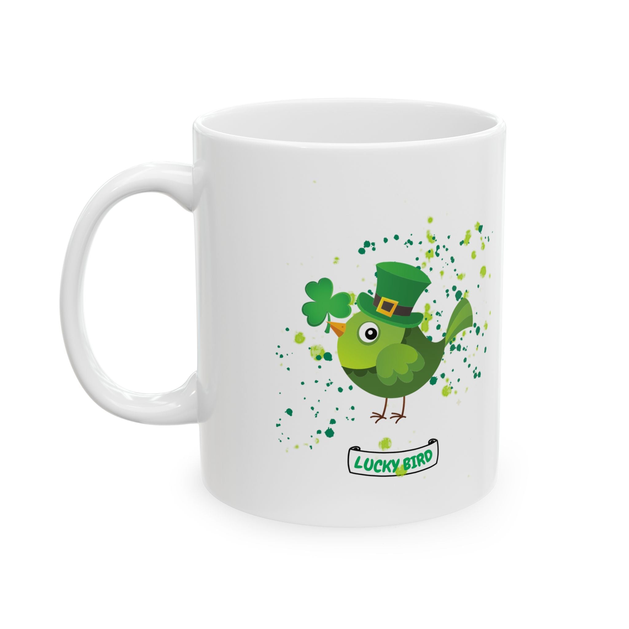 Lucky Bird Charm Ceramic Mug | 11oz & 15oz | Perfect for St. Patrick's Day Celebration