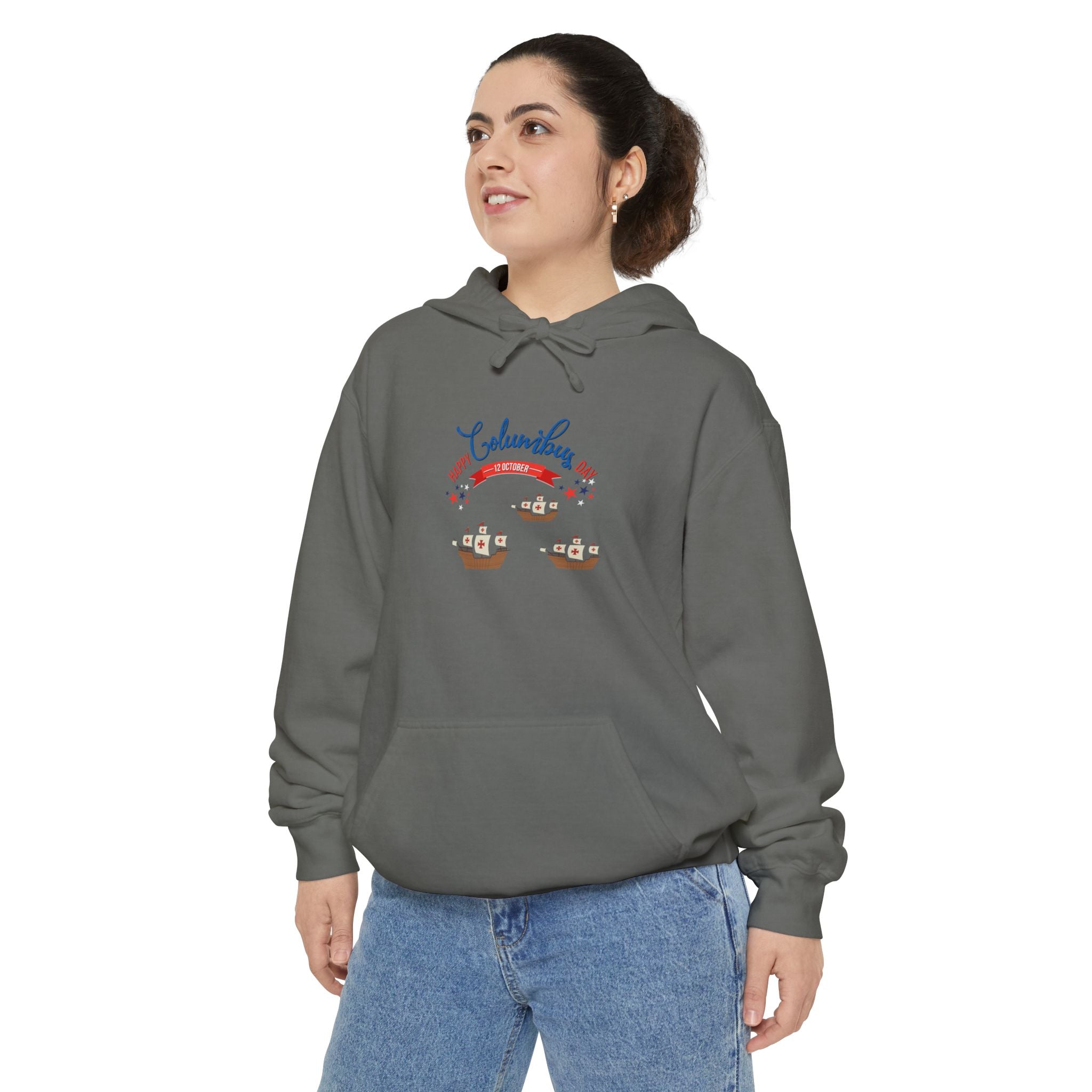 Happy Columbus Day Unisex Garment-Dyed Hoodie