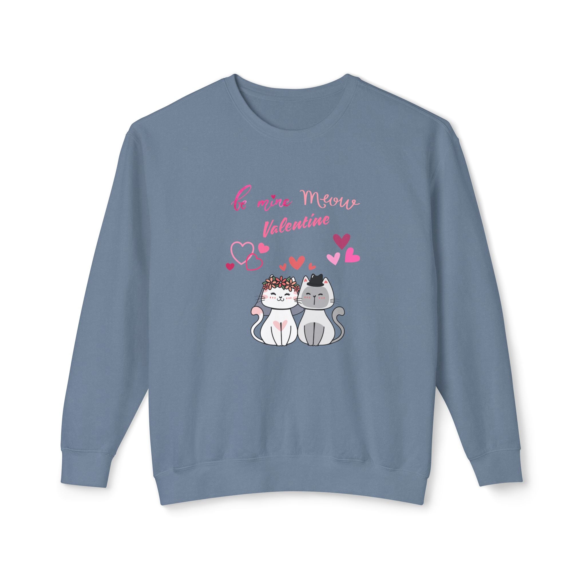 Meow Valentine's Day Unisex Lightweight Crewneck Sweatshirt