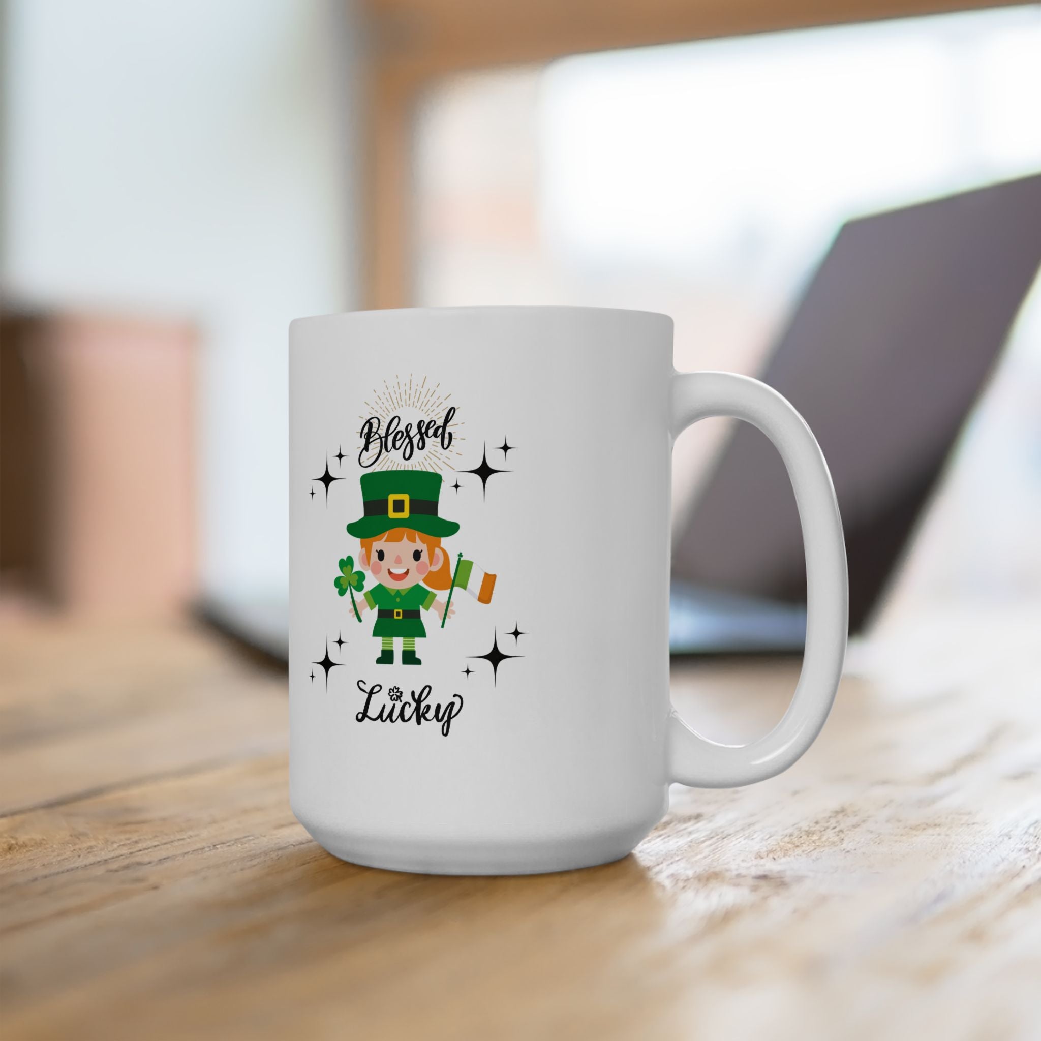 Blessed & Lucky Ceramic Mug | 11oz & 15oz | Perfect for Lucky Celebrations
