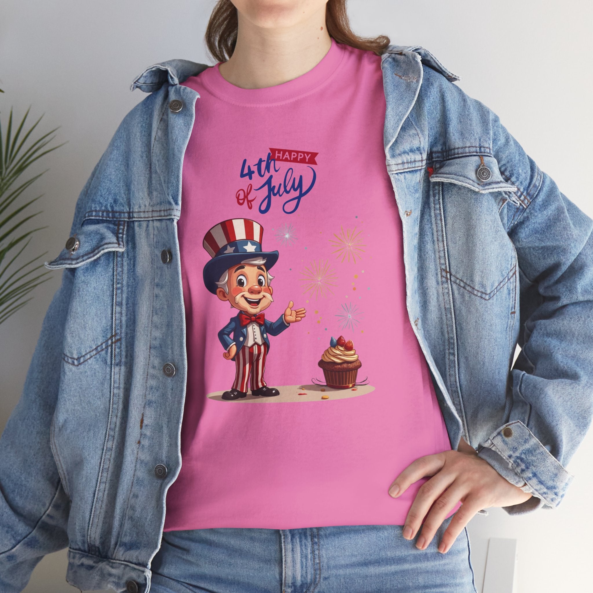 Uncle Sam Tee Happy of July, Unisex Heavy Cotton Shirt