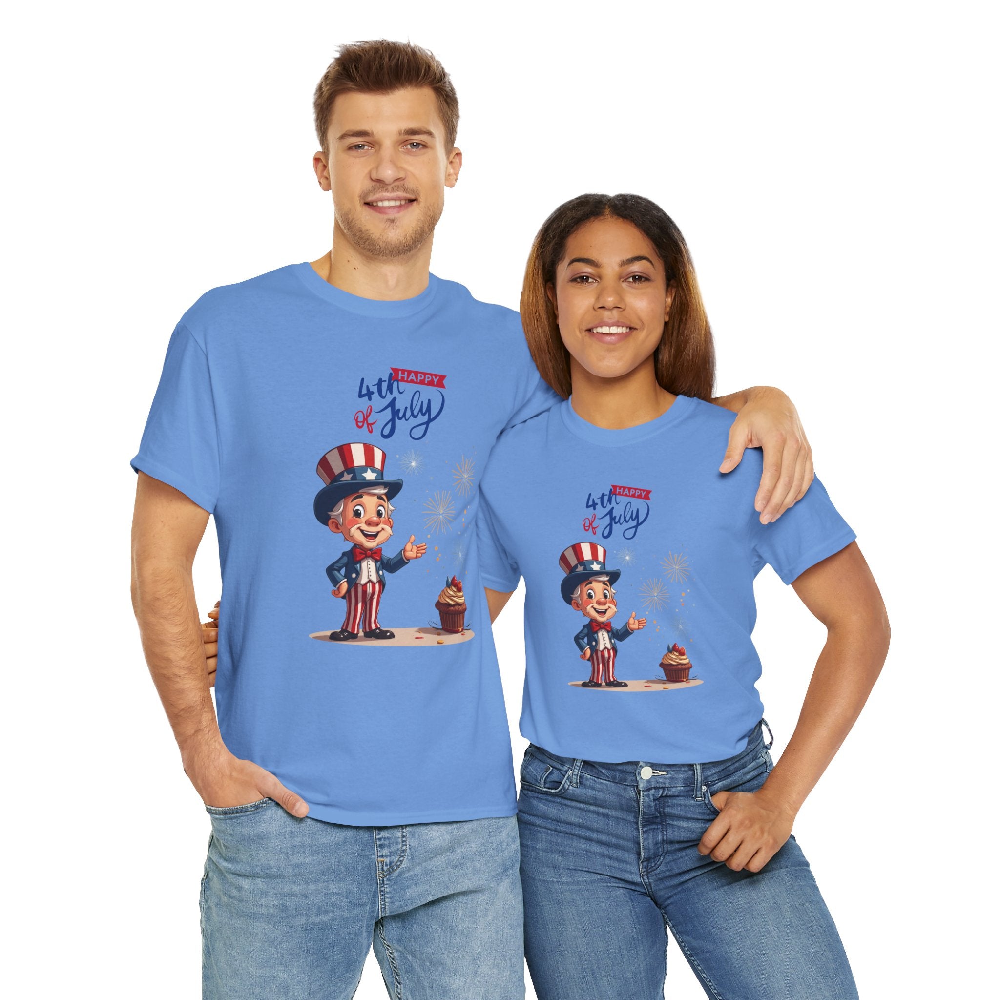 Uncle Sam Tee Happy of July, Unisex Heavy Cotton Shirt