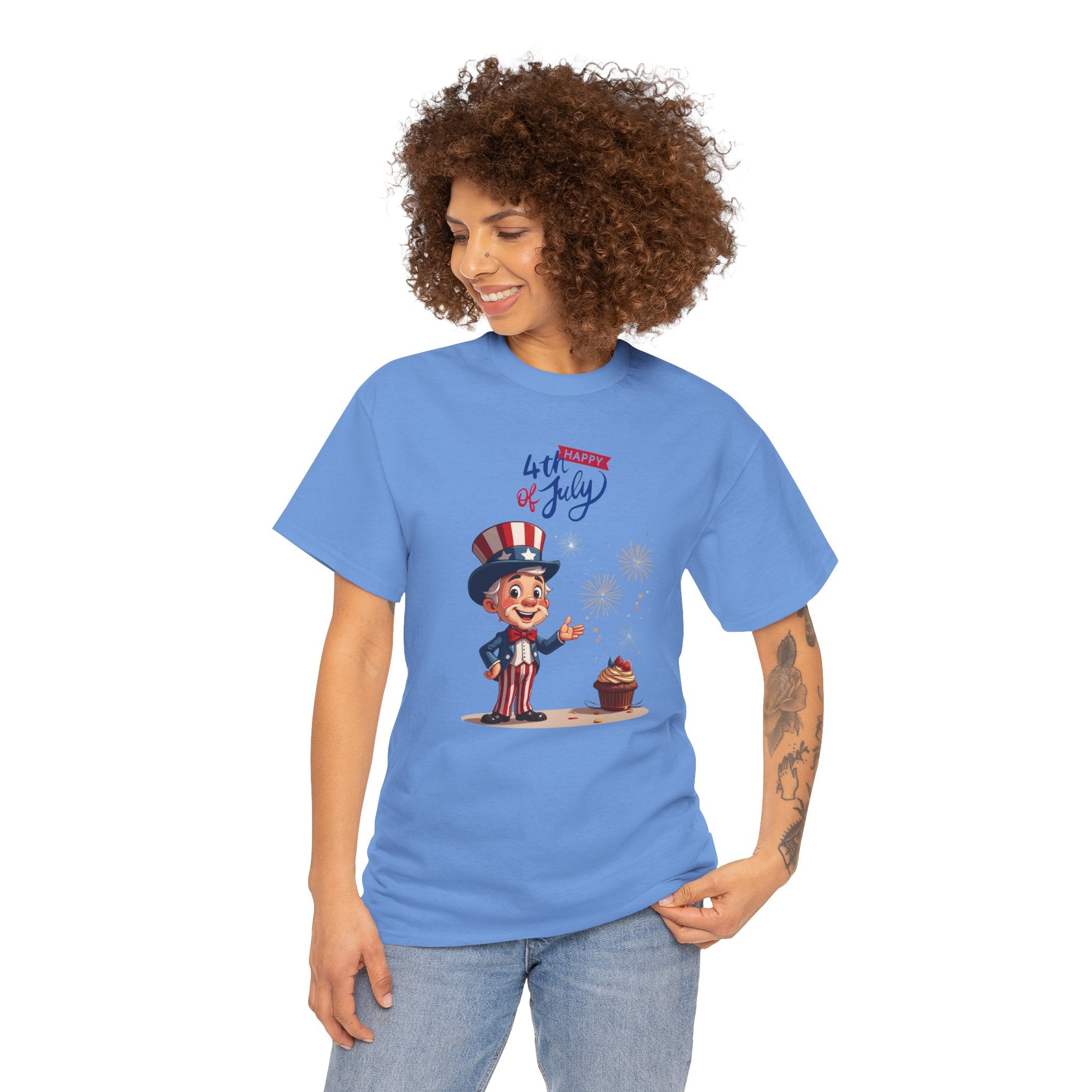 Uncle Sam Tee Happy of July, Unisex Heavy Cotton Shirt