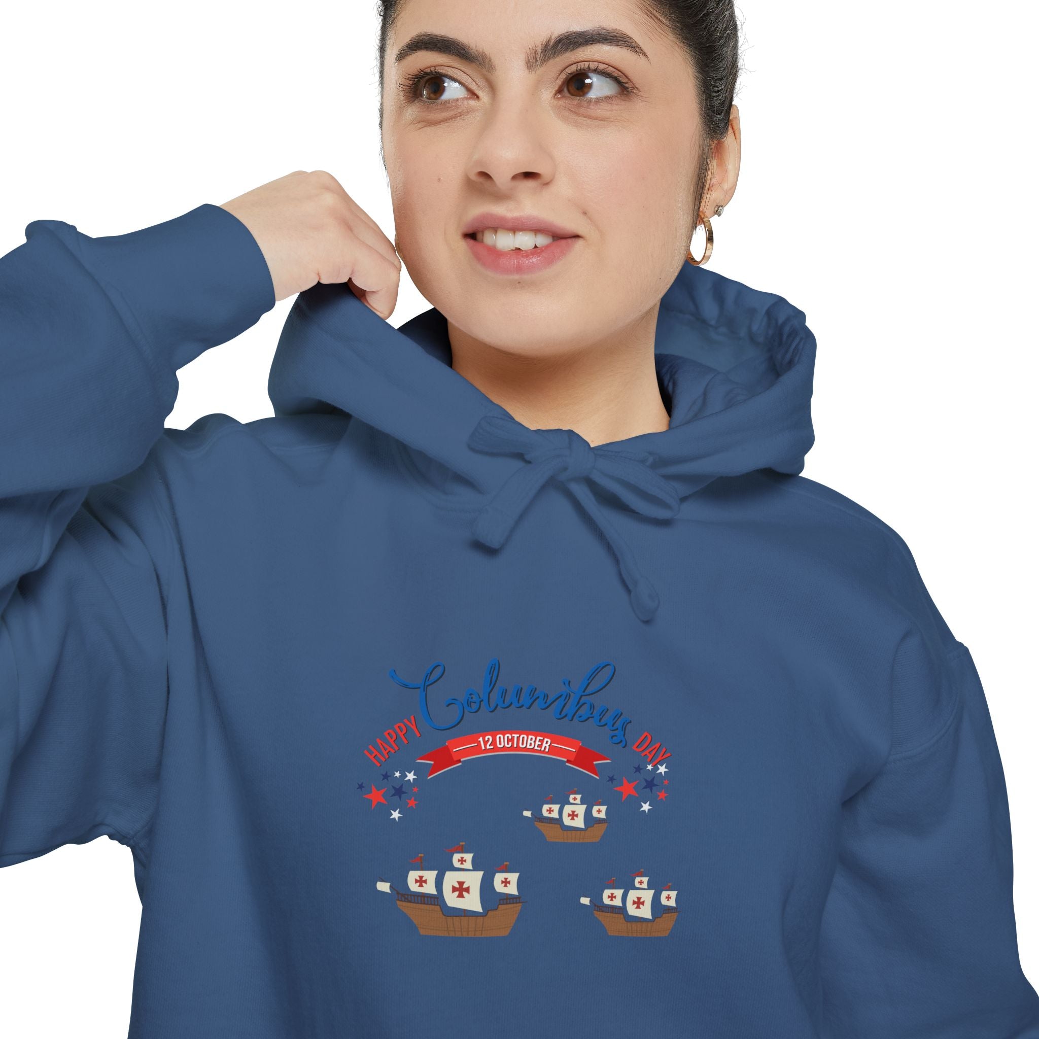 Happy Columbus Day Unisex Garment-Dyed Hoodie