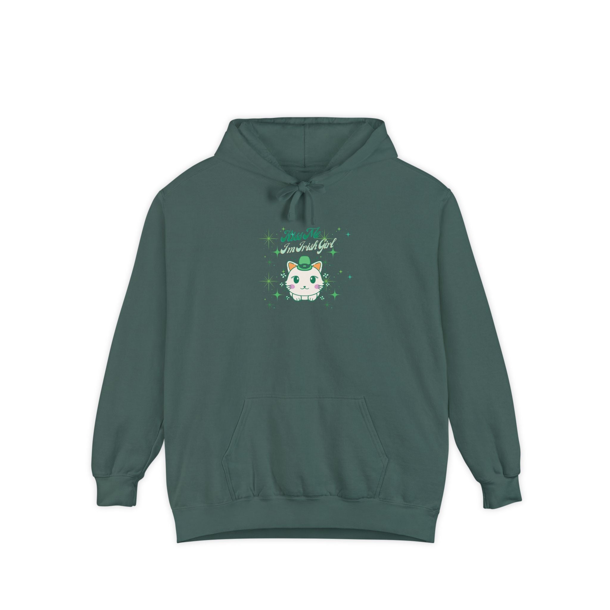 Kiss Me I'm Irish Cat Unisex Garment-Dyed Hoodie