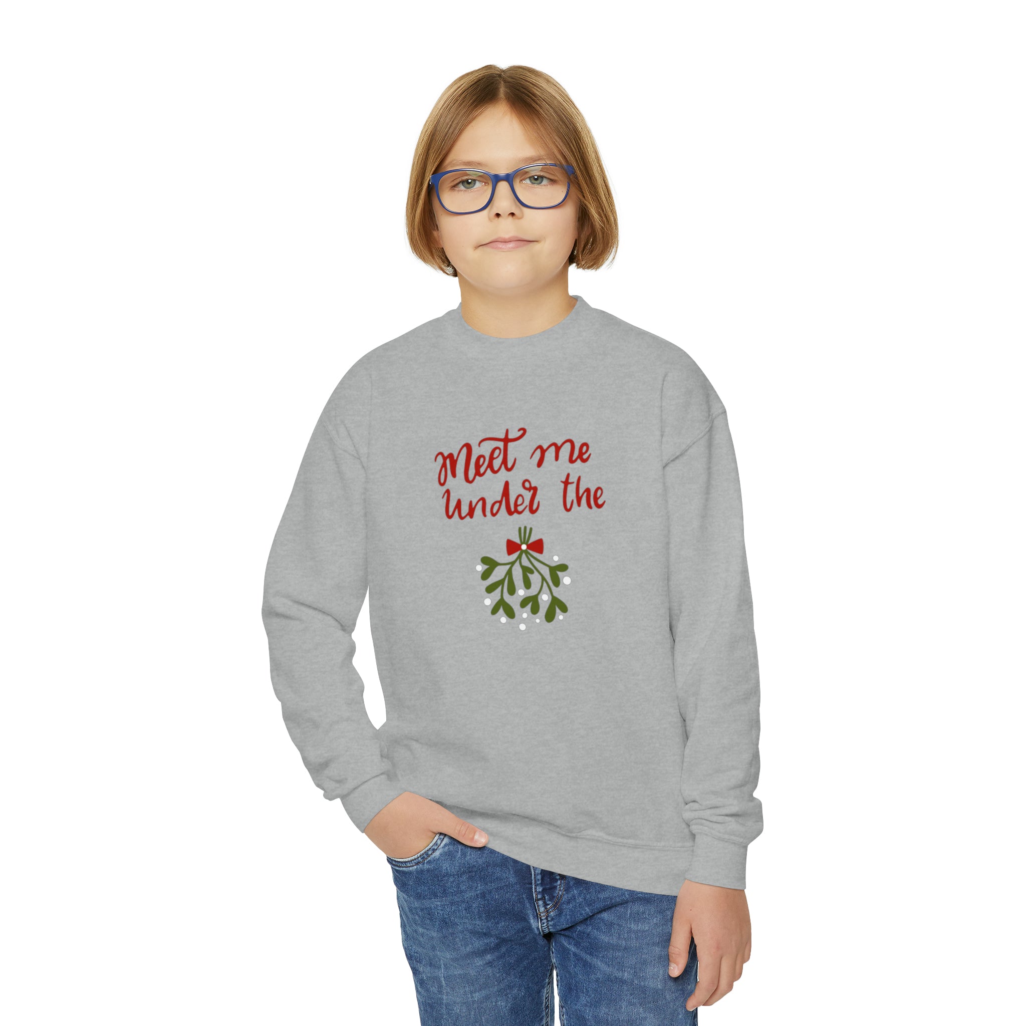 Meet Me Under The Mistletoe Youth Crewneck Sweatshirt