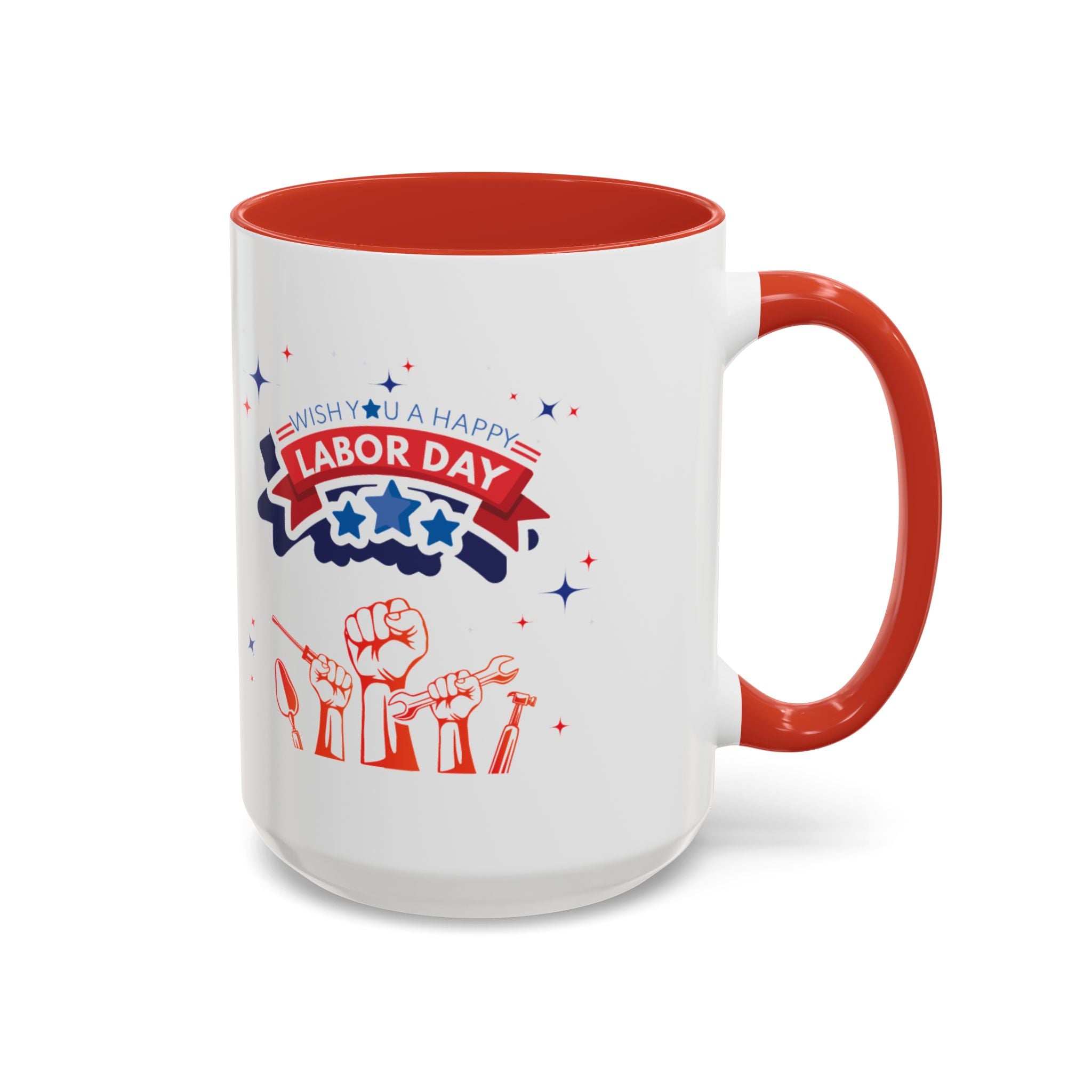 Wish U A Happy Labor Day Accent Coffee Mug (11, 15oz)