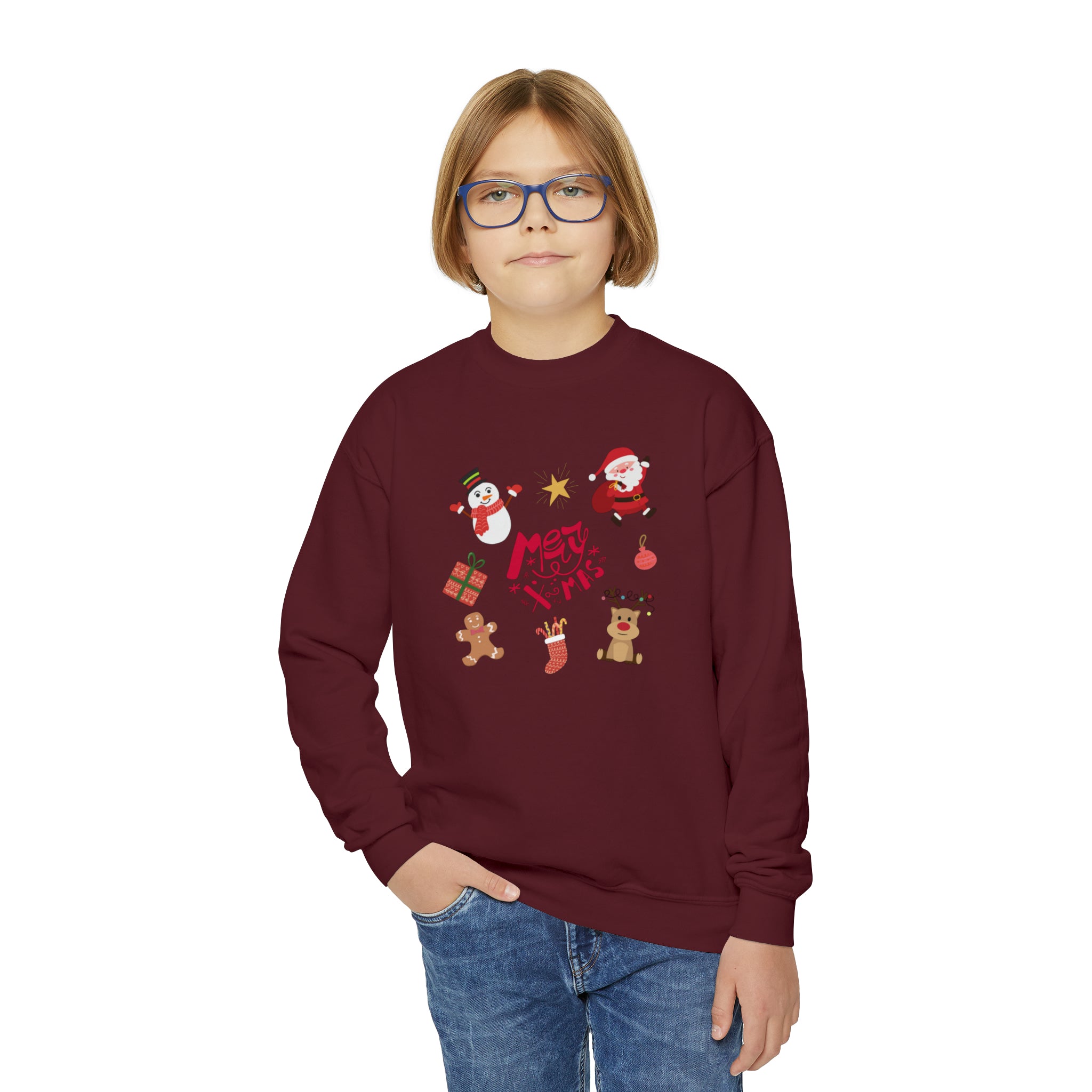 Merry Christmas Crew Youth Crewneck Sweatshirt