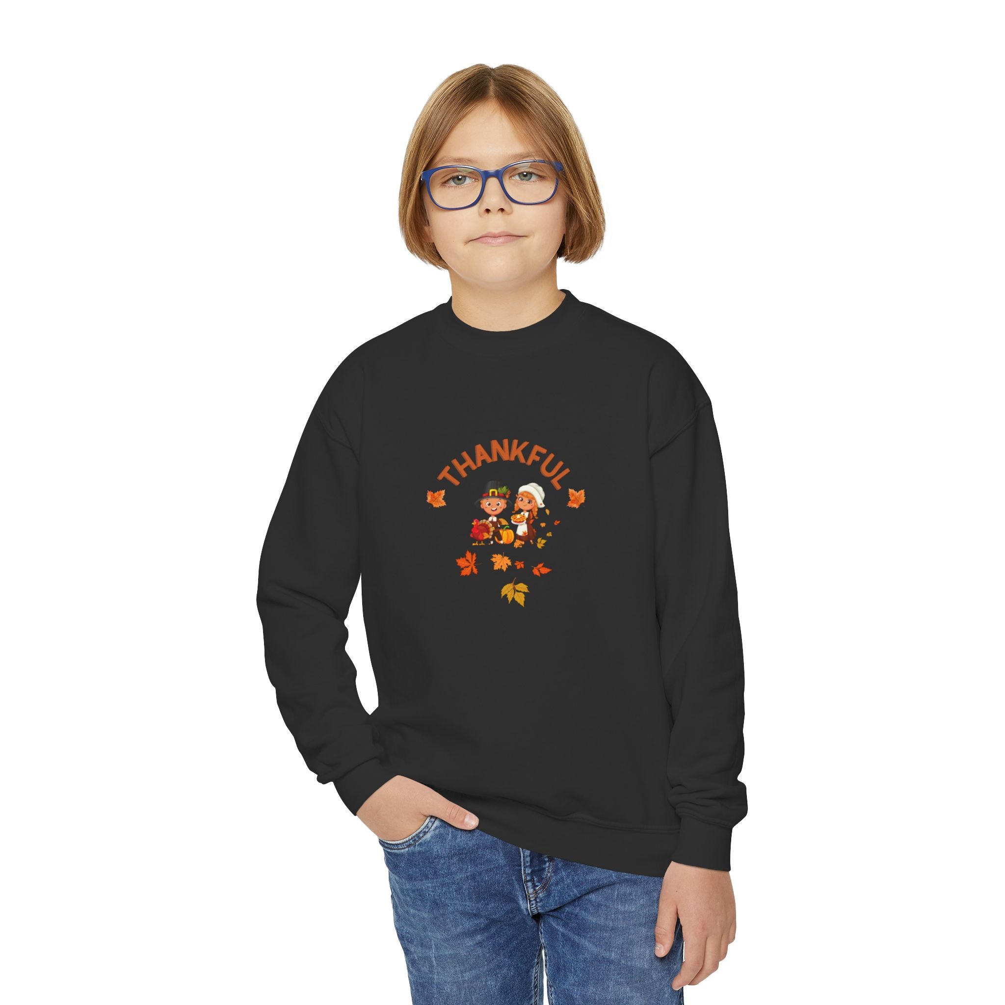 Pilgrims Turkey Day Youth Crewneck Sweatshirt