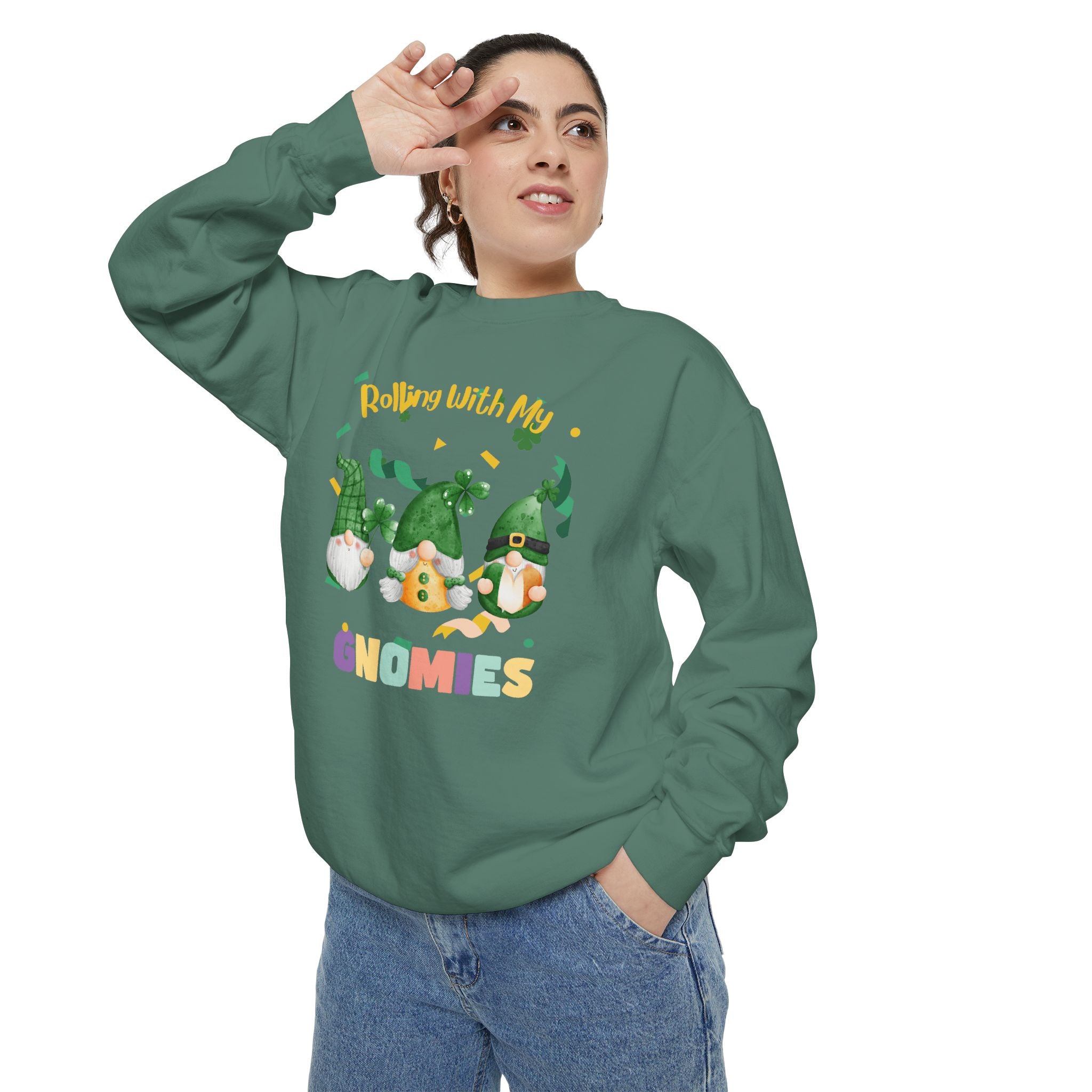 Rolling With My Gnomies Sweatshirt - Unisex Garment-Dyed Cozy Apparel