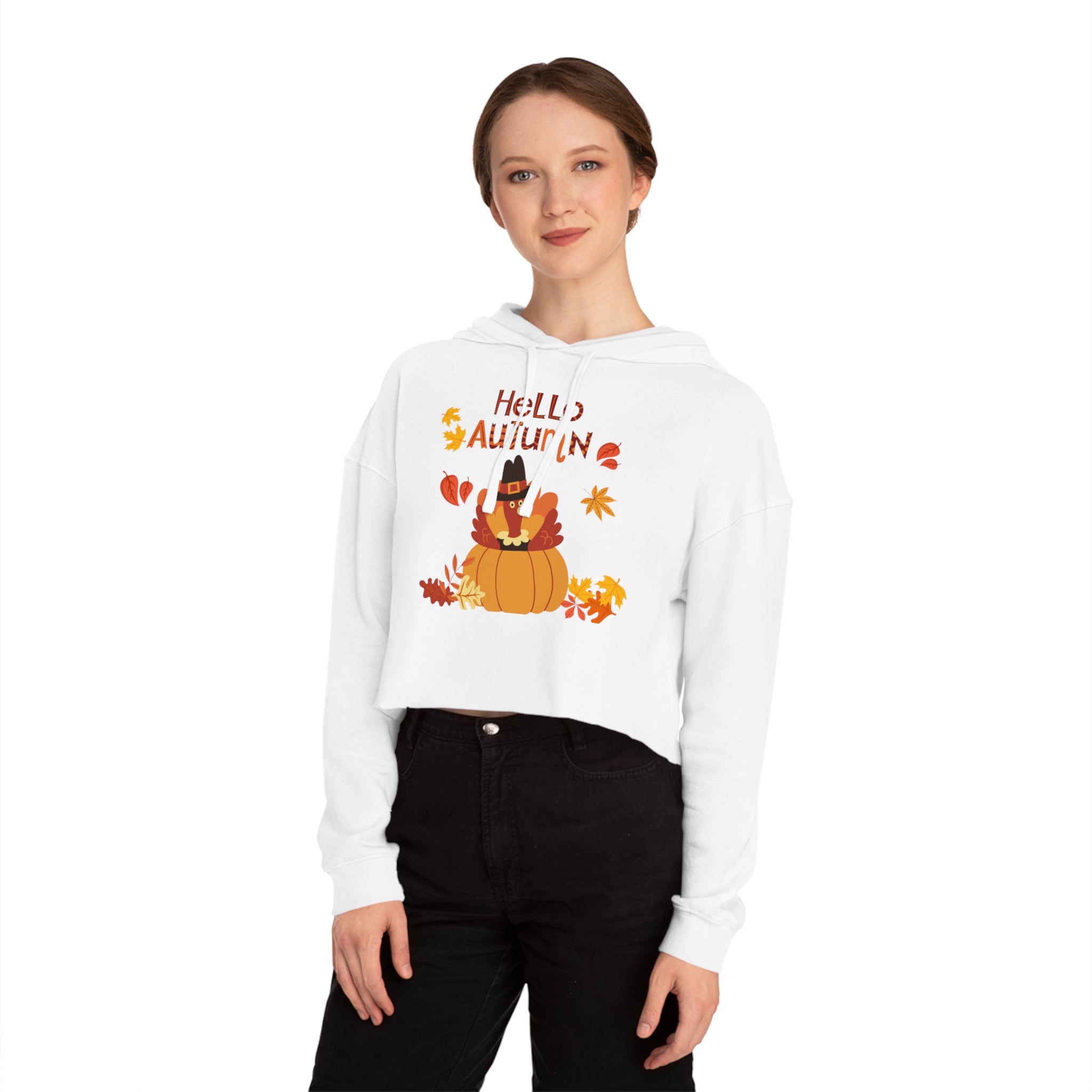 Hello Autumn Women’s Cropped Hooded Sweatshirt