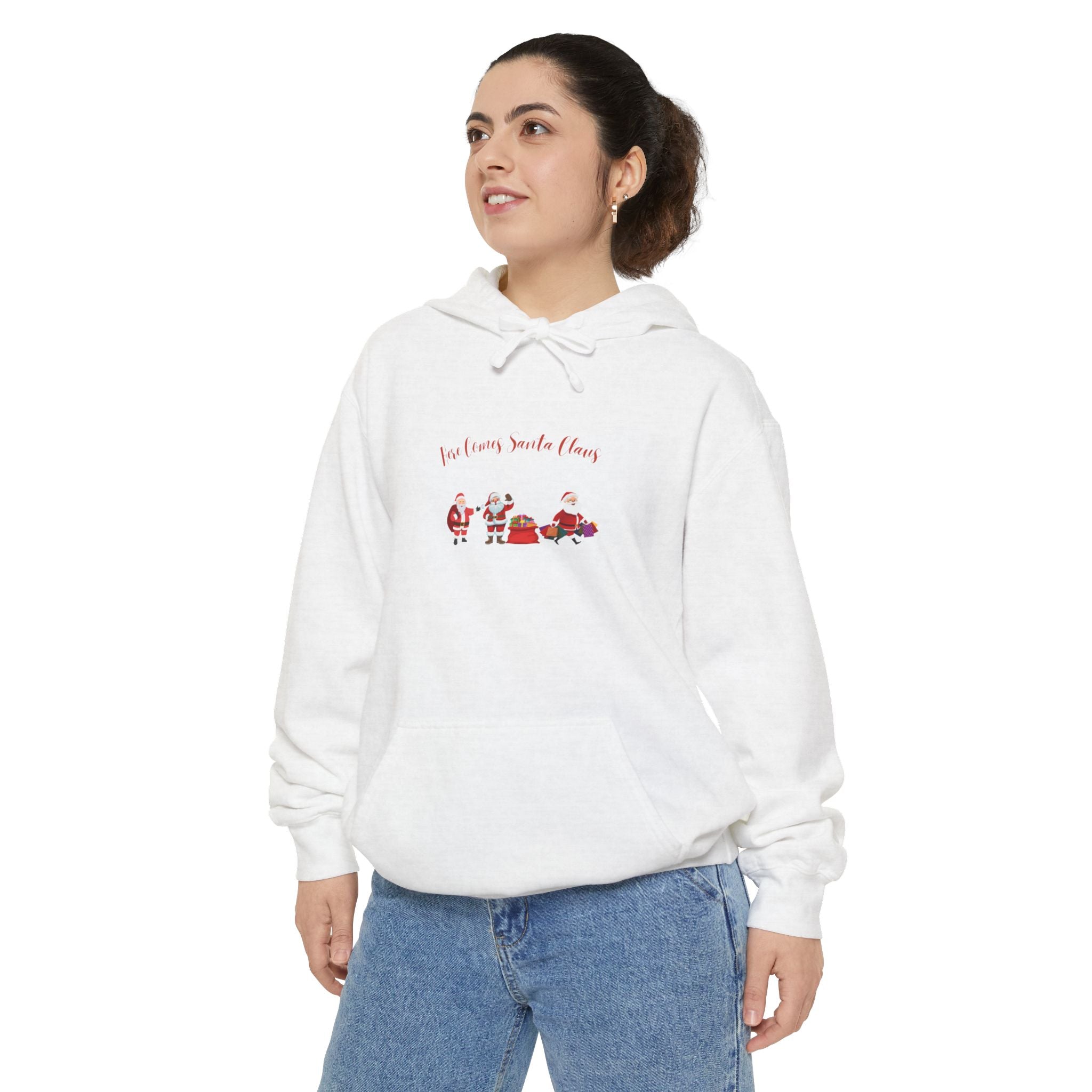Here Comes Santa Claus Unisex Garment-Dyed Hoodie