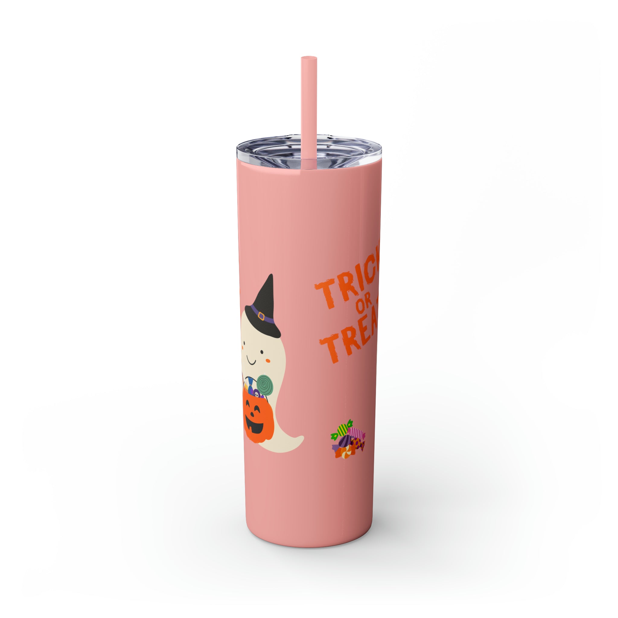 Trick or Treat Skinny Tumbler with Straw, 20oz