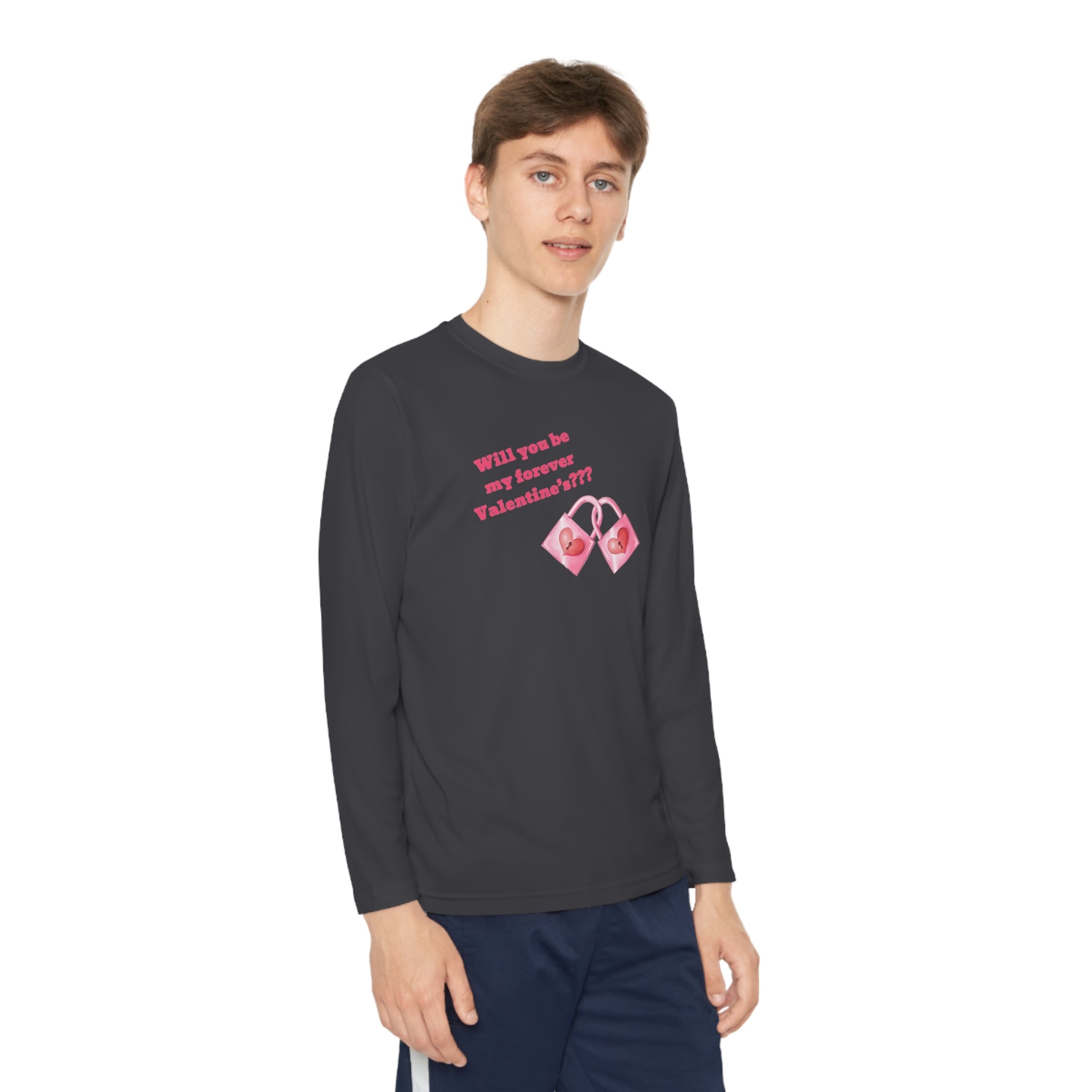 Will You Be My Forever Valentine?? Youth Long Sleeve Competitor Tee