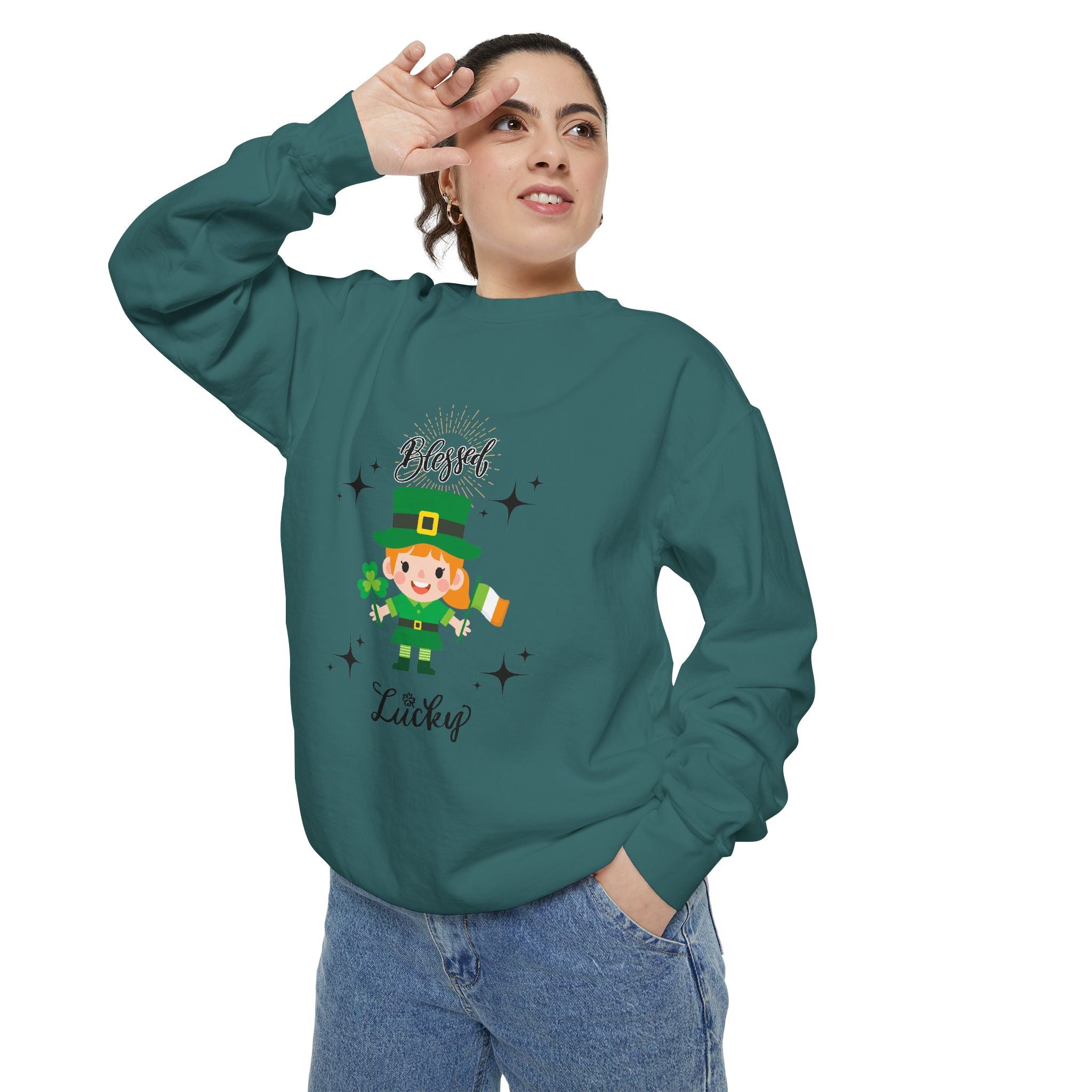 Blessed & Lucky Unisex Garment-Dyed Sweatshirt