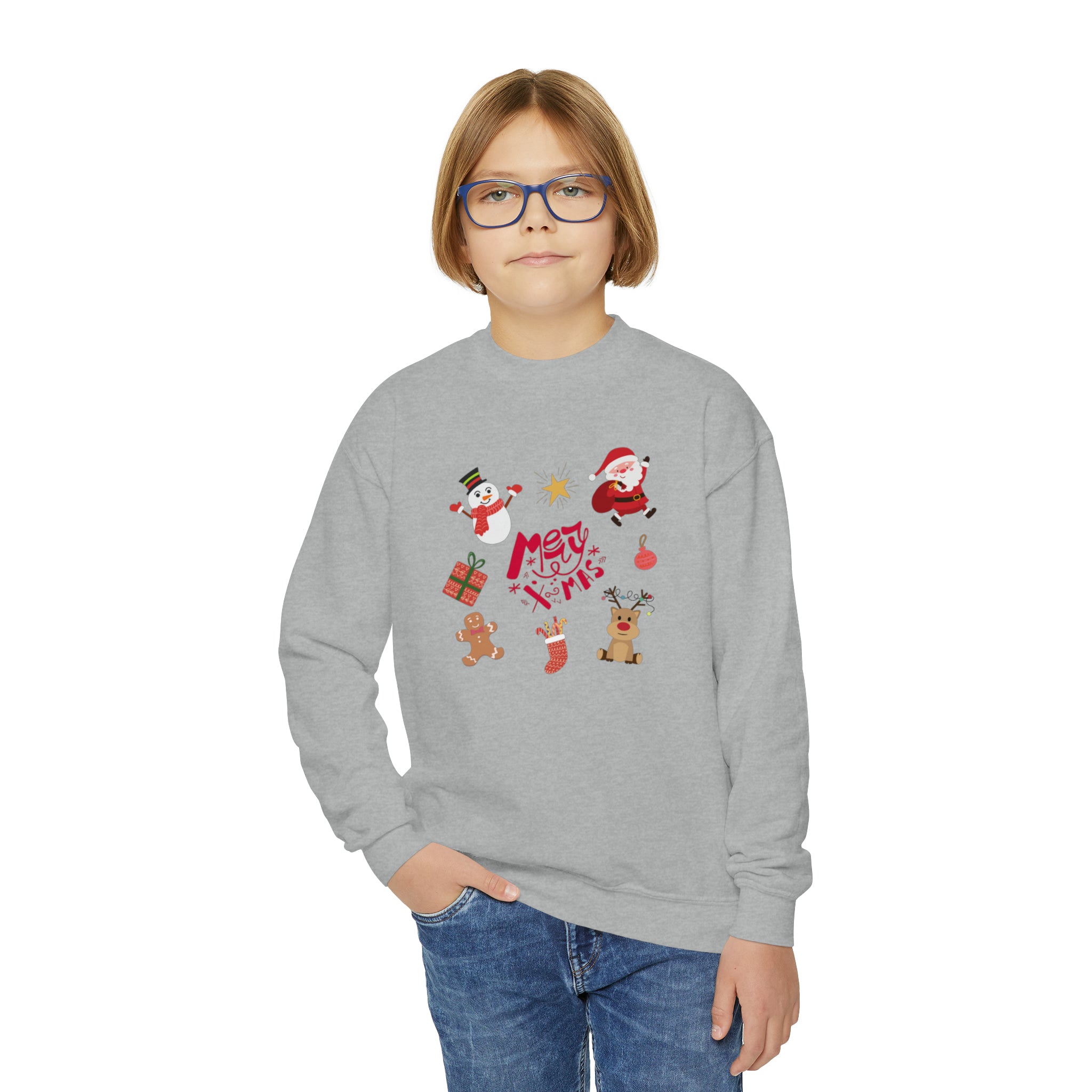 Merry Christmas Crew Youth Crewneck Sweatshirt