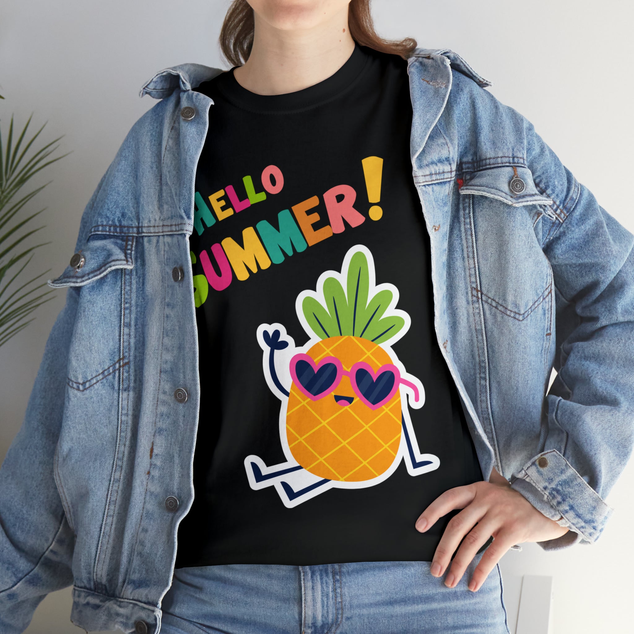 Hello Pineapple Summer Unisex Heavy Cotton Tee