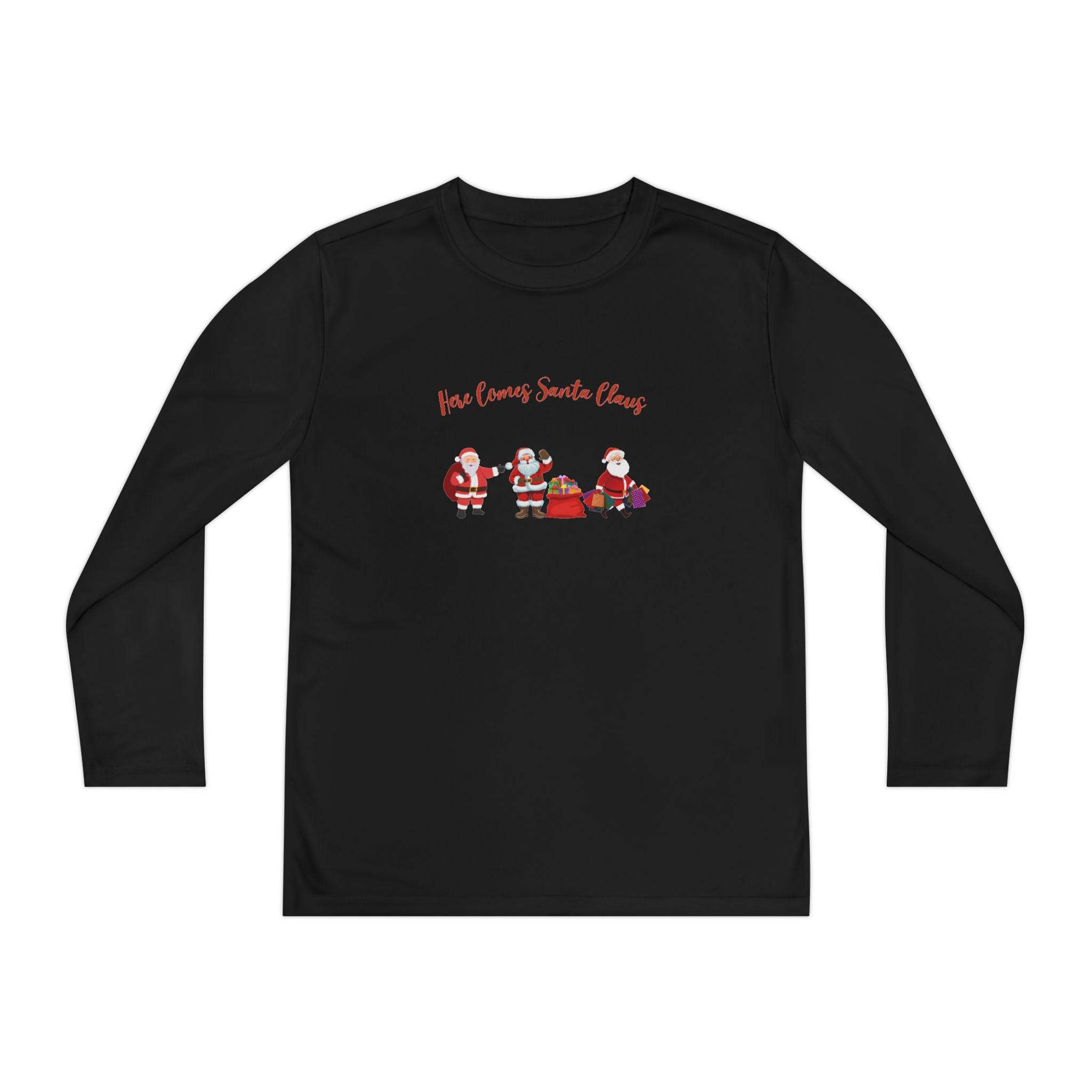 Here Comes Santa Claus Youth Long Sleeve Competitor Tee