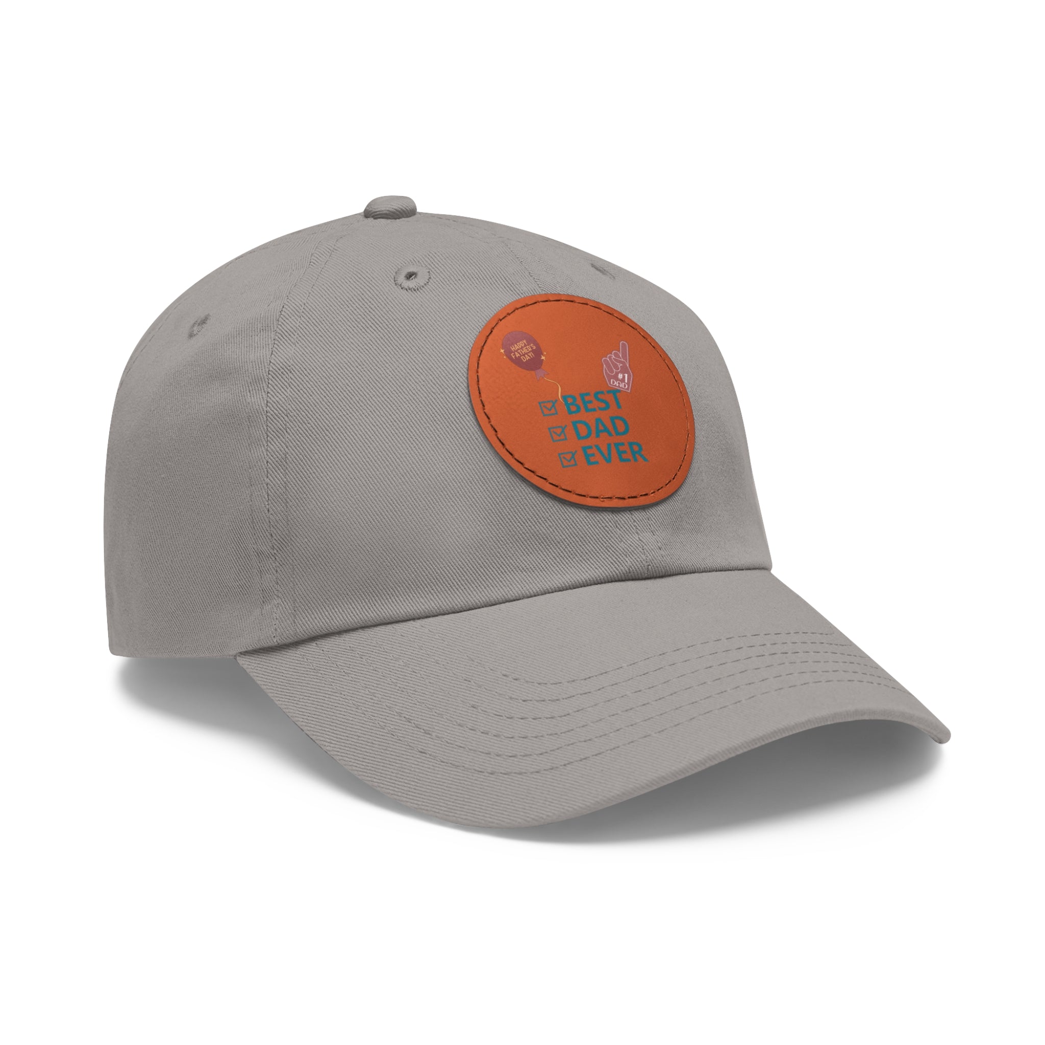 Best Dad Ever Hat with Leather Patch (Round)