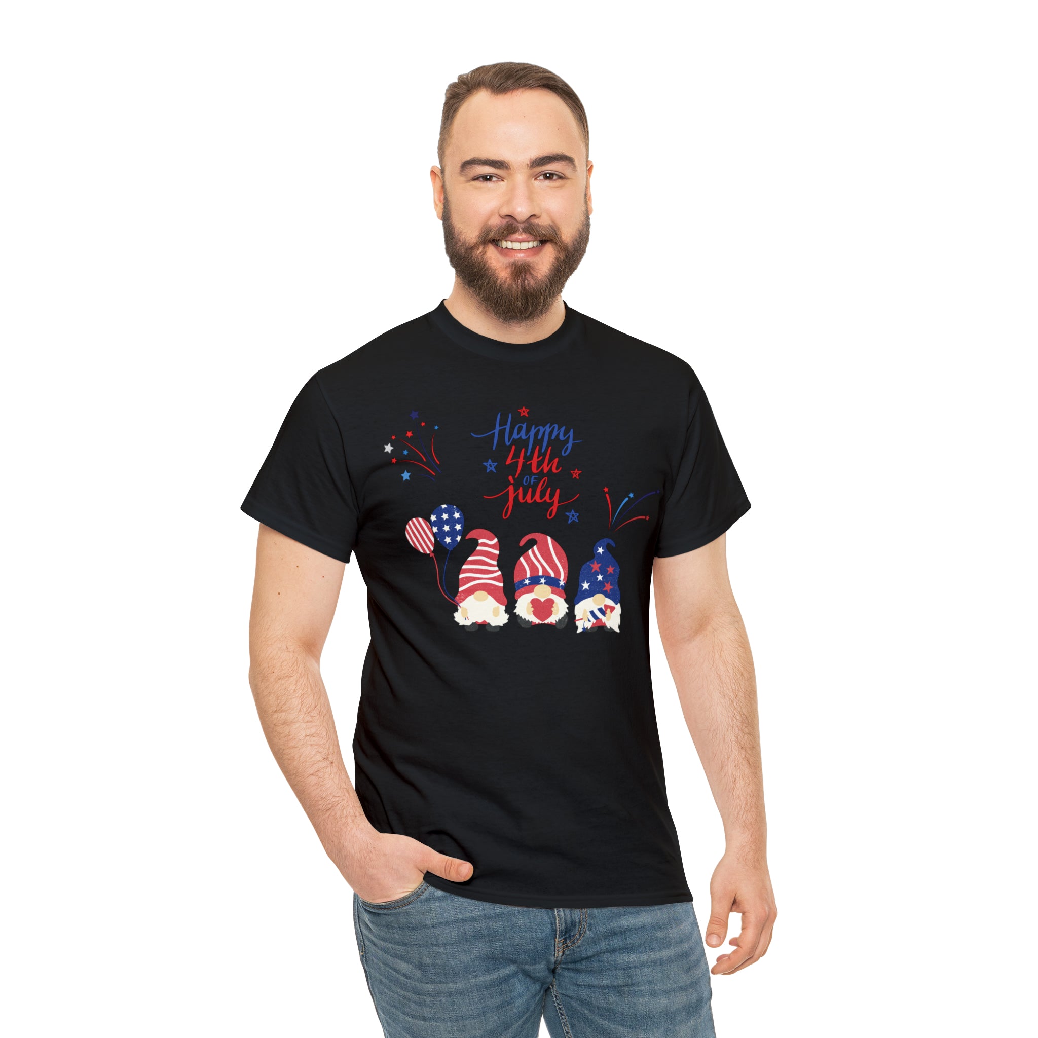 Happy 4th Of July Gnome Unisex Heavy Cotton Tee