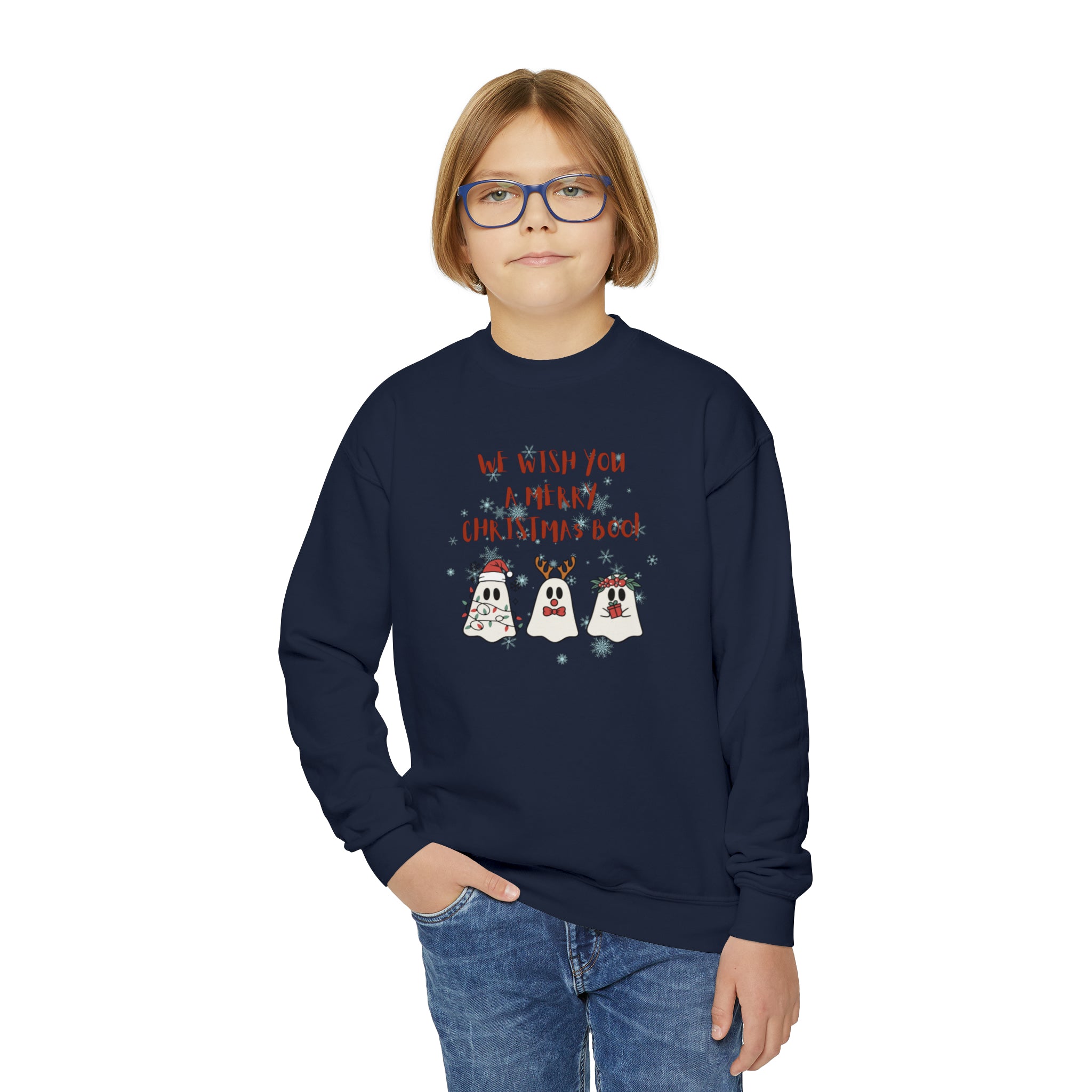We Wish You A Merry Christmas Boo Youth Crewneck Sweatshirt