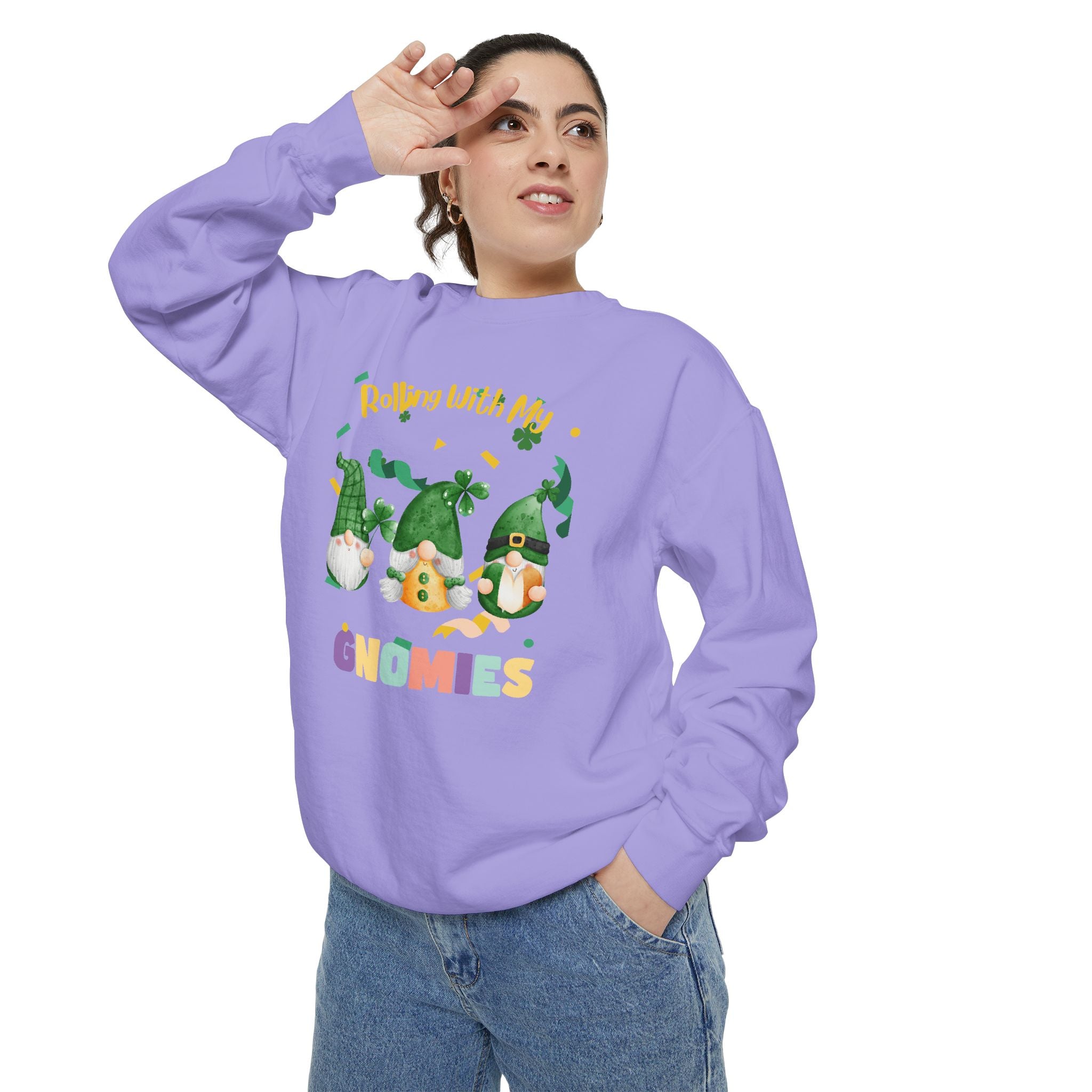 Rolling With My Gnomies Sweatshirt - Unisex Garment-Dyed Cozy Apparel